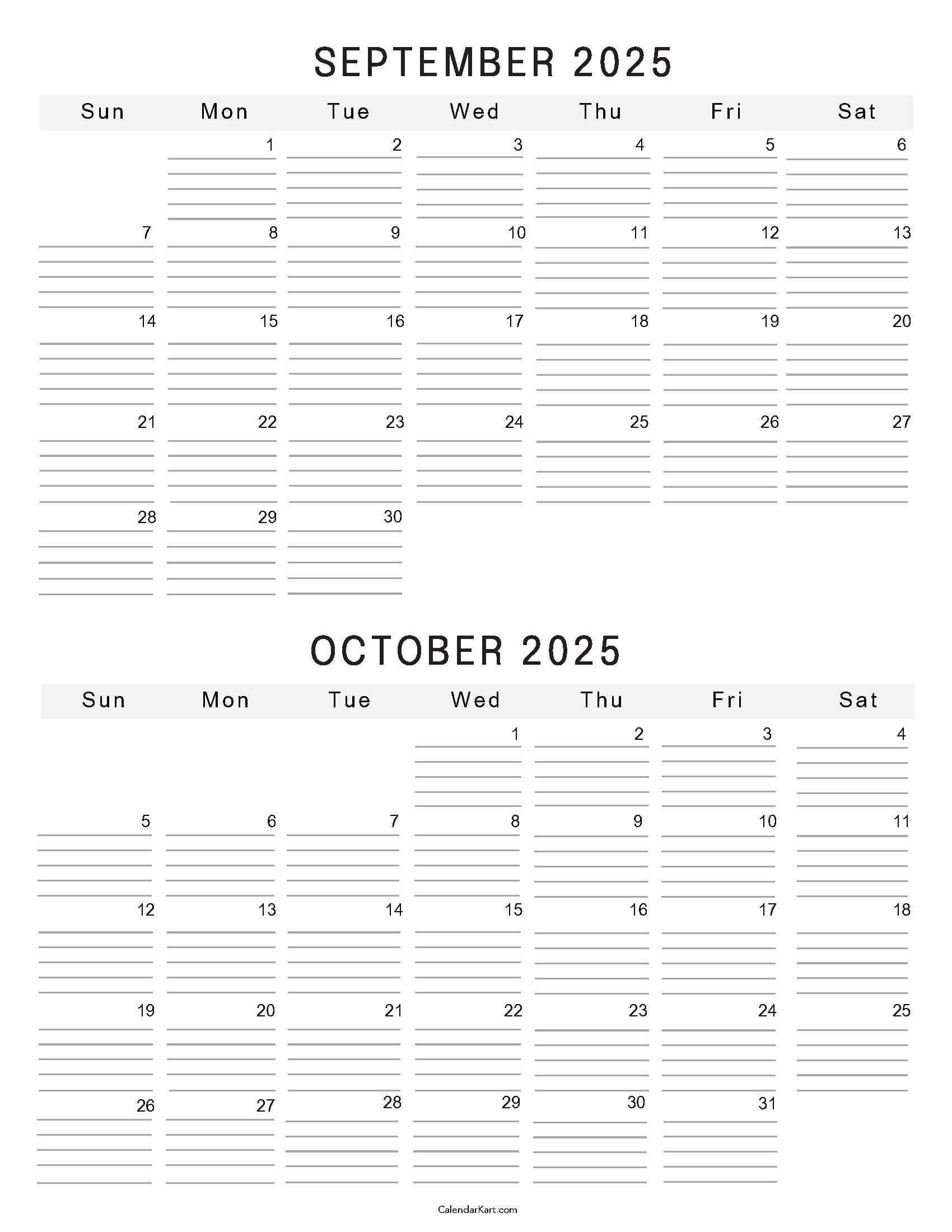 September October 2025 Calendar 13