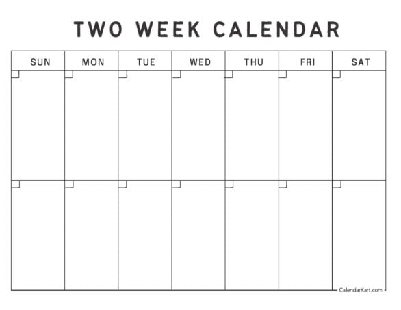 Printable Two Week Calendar - CalendarKart