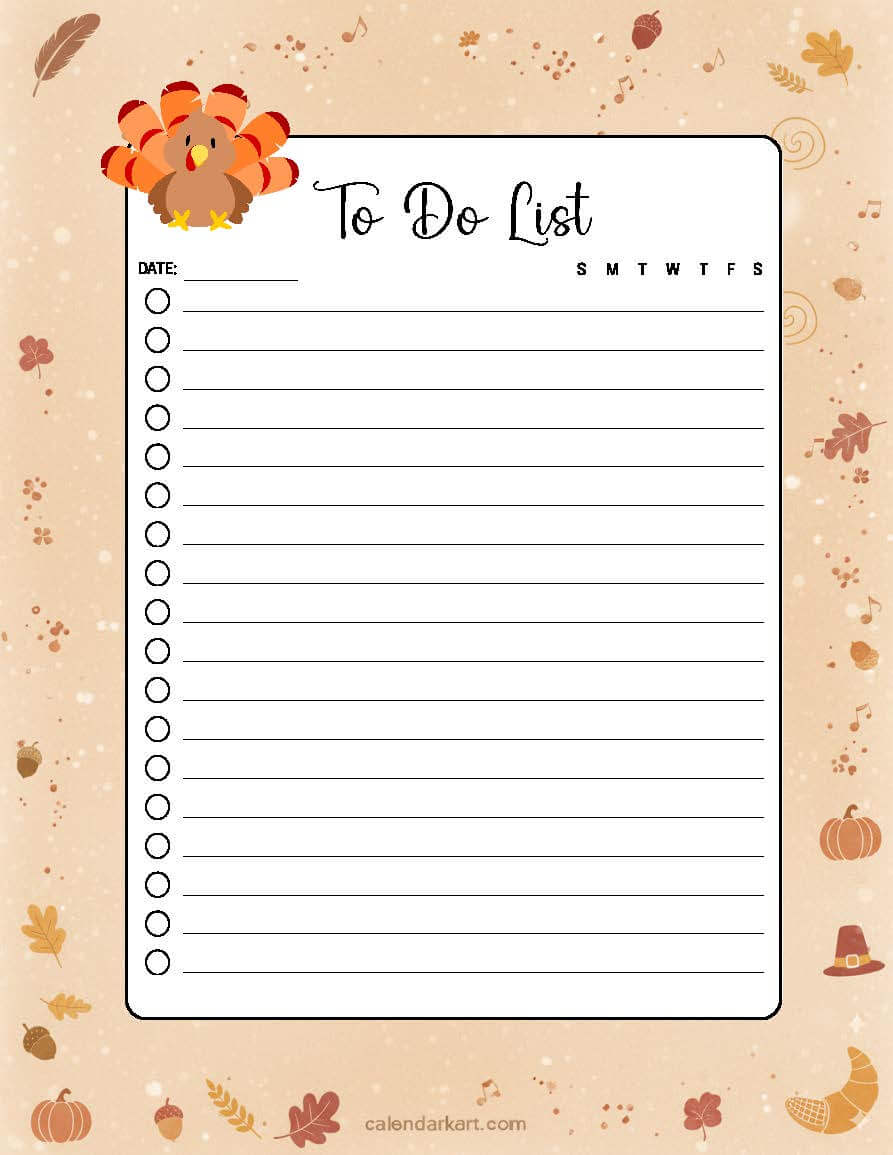 Thanksgiving Day themed To Do List