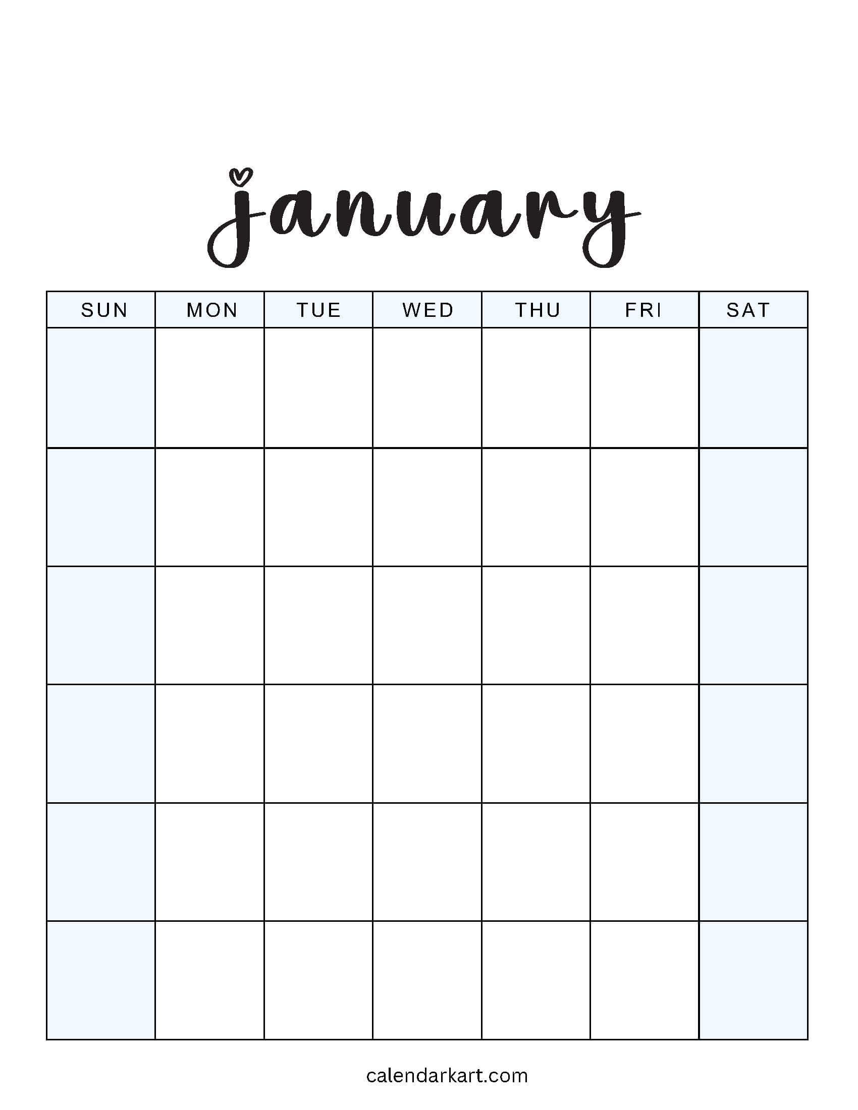 January 2026 Calendar Blank 2