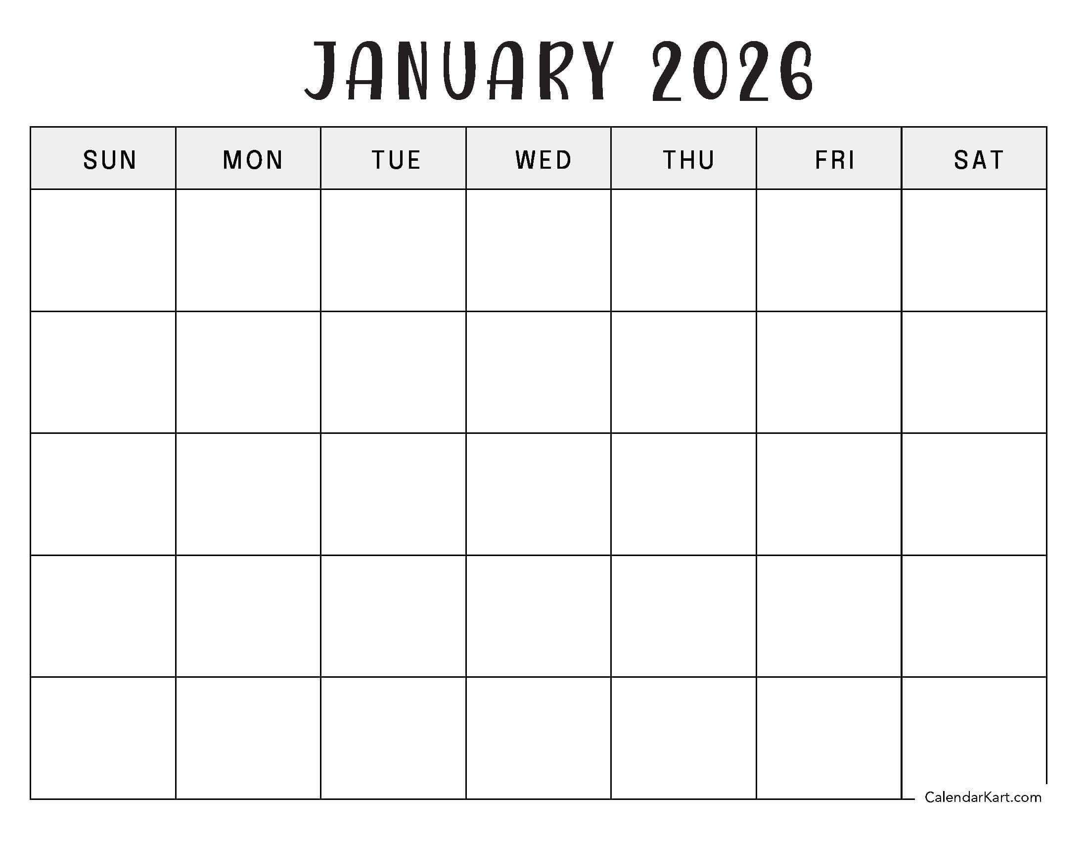 January 2026 Calendar Blank 5