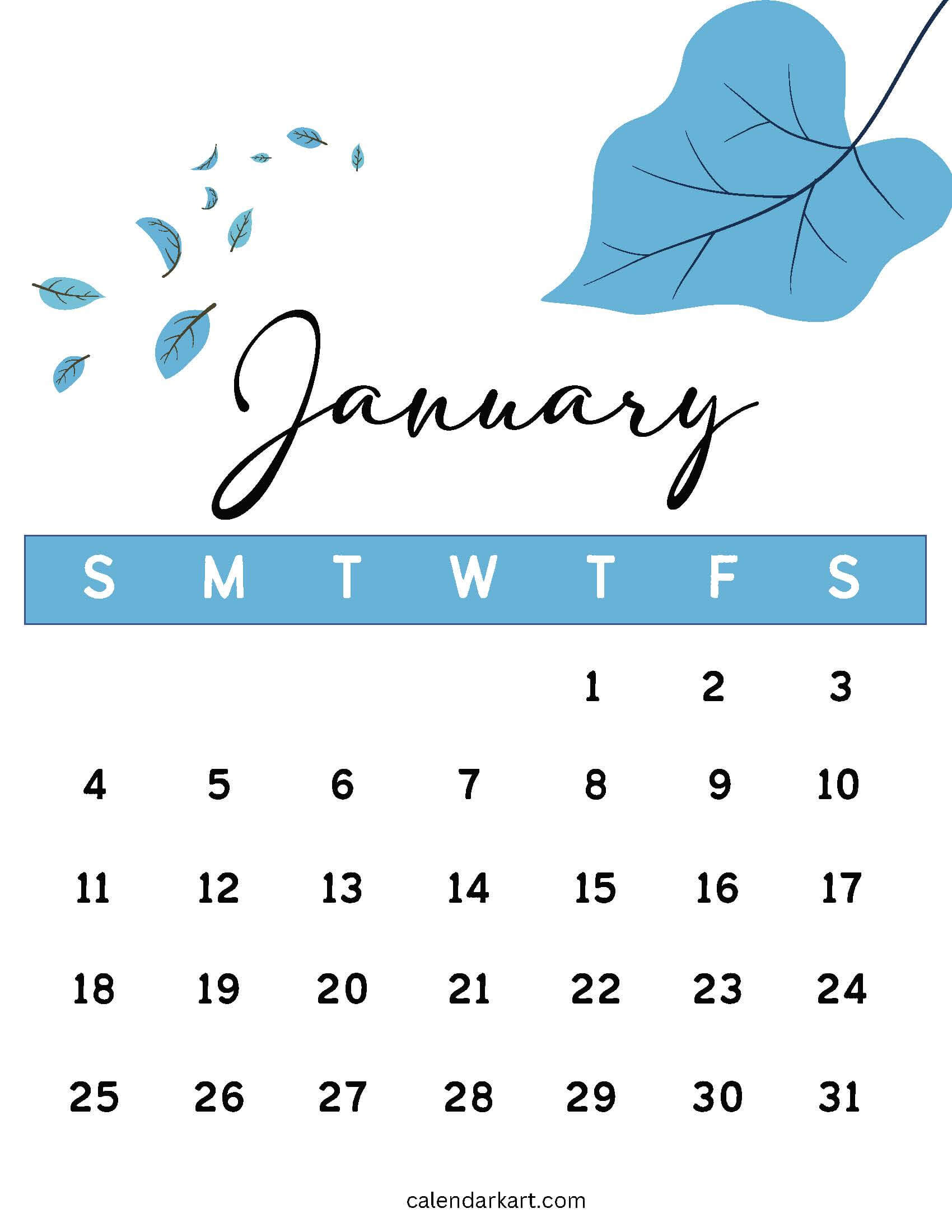 January 2026 Calendar Cute 3