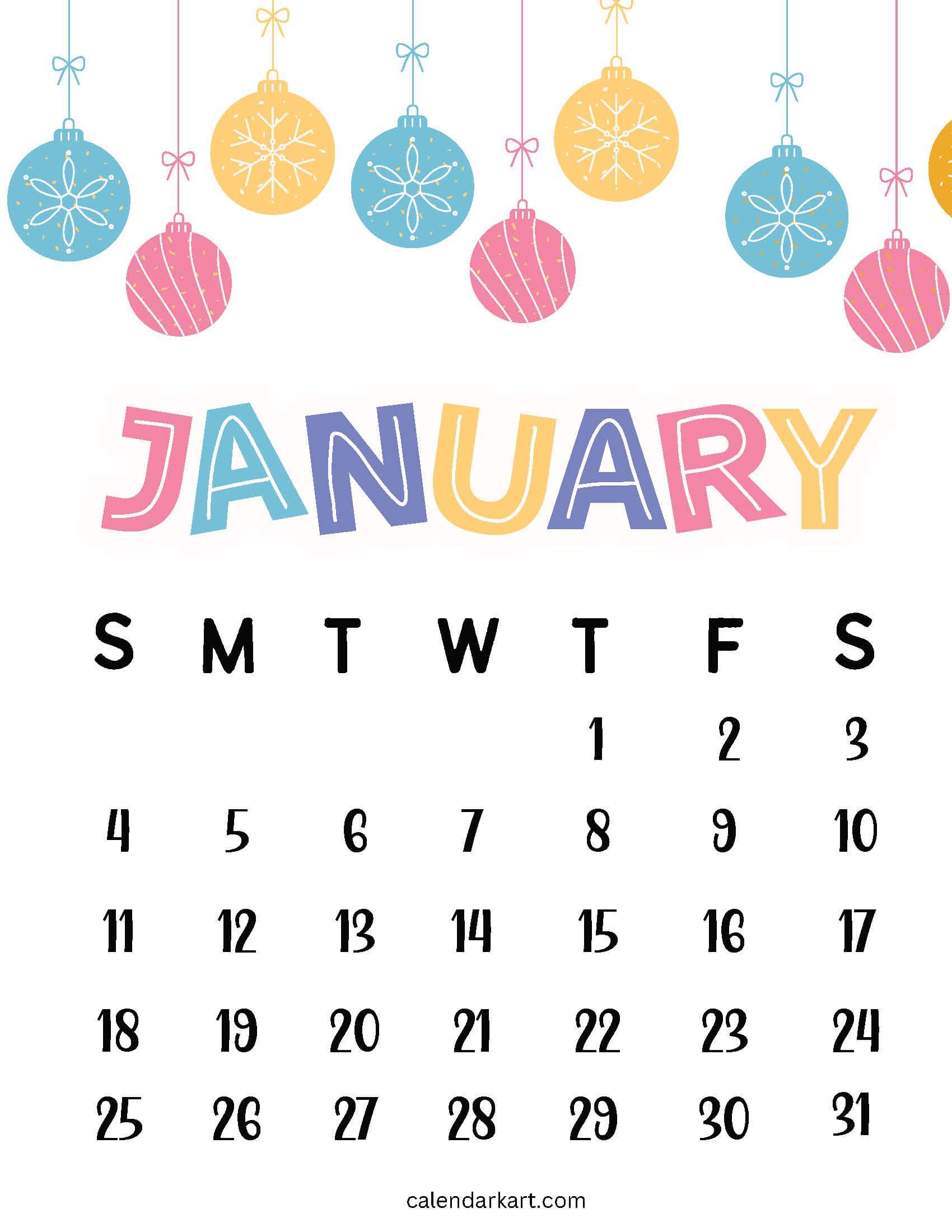 January 2026 Calendar Cute 4