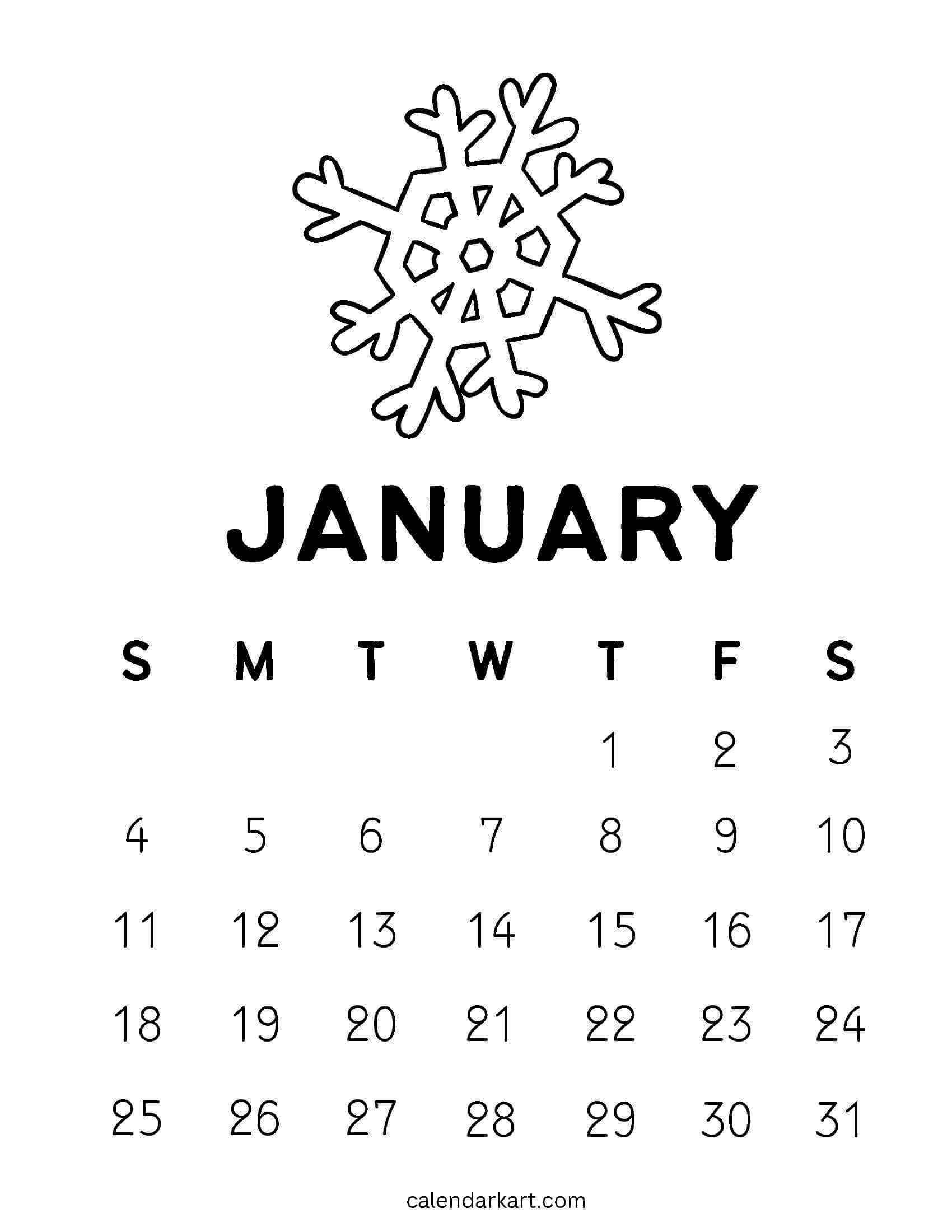 January 2026 Calendar Cute 7