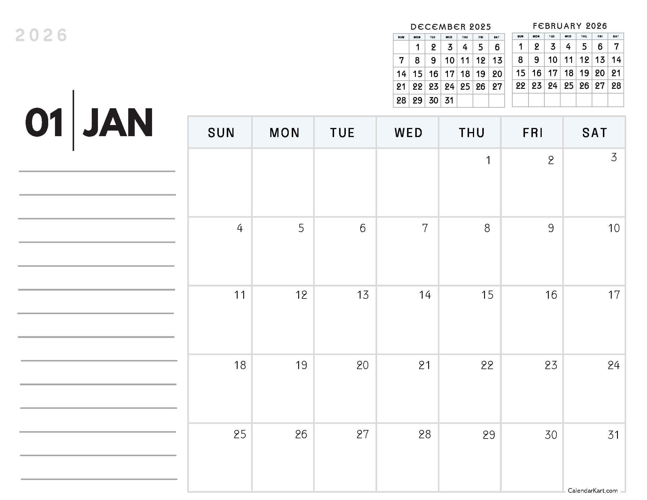 January 2026 Calendar Planner 2