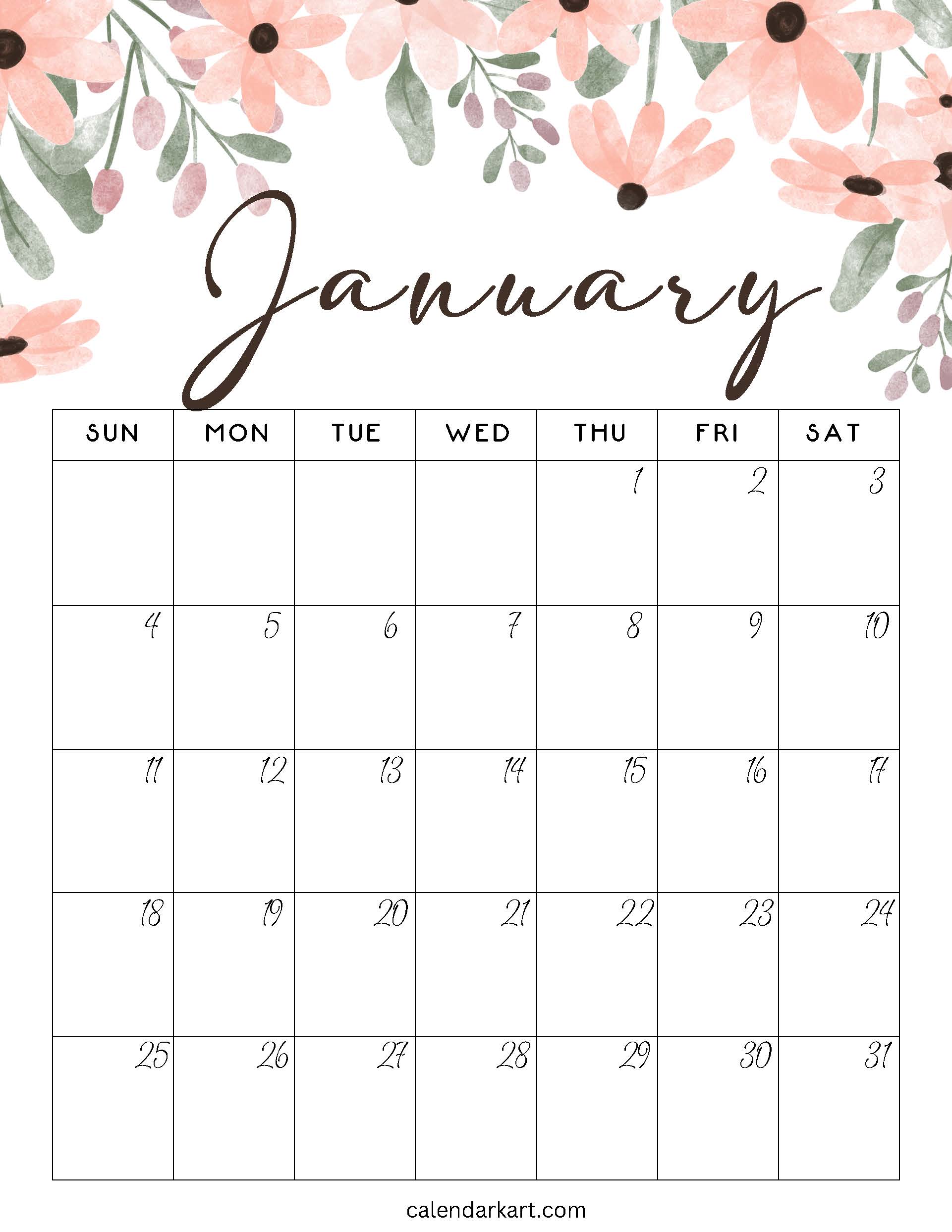 January 2026 Floral Calendar 2