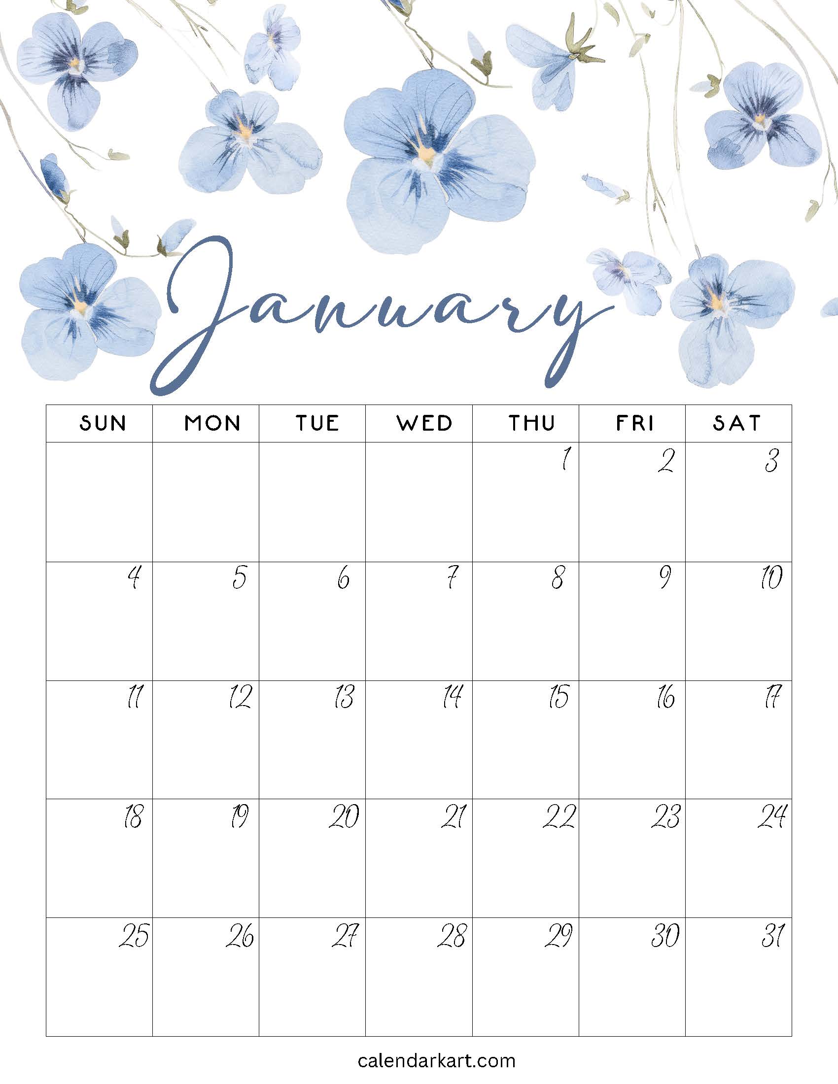 January 2026 Floral Calendar 3