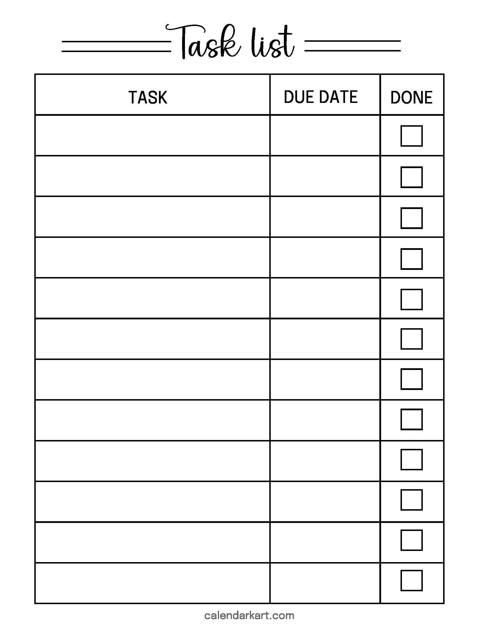 Task List Template