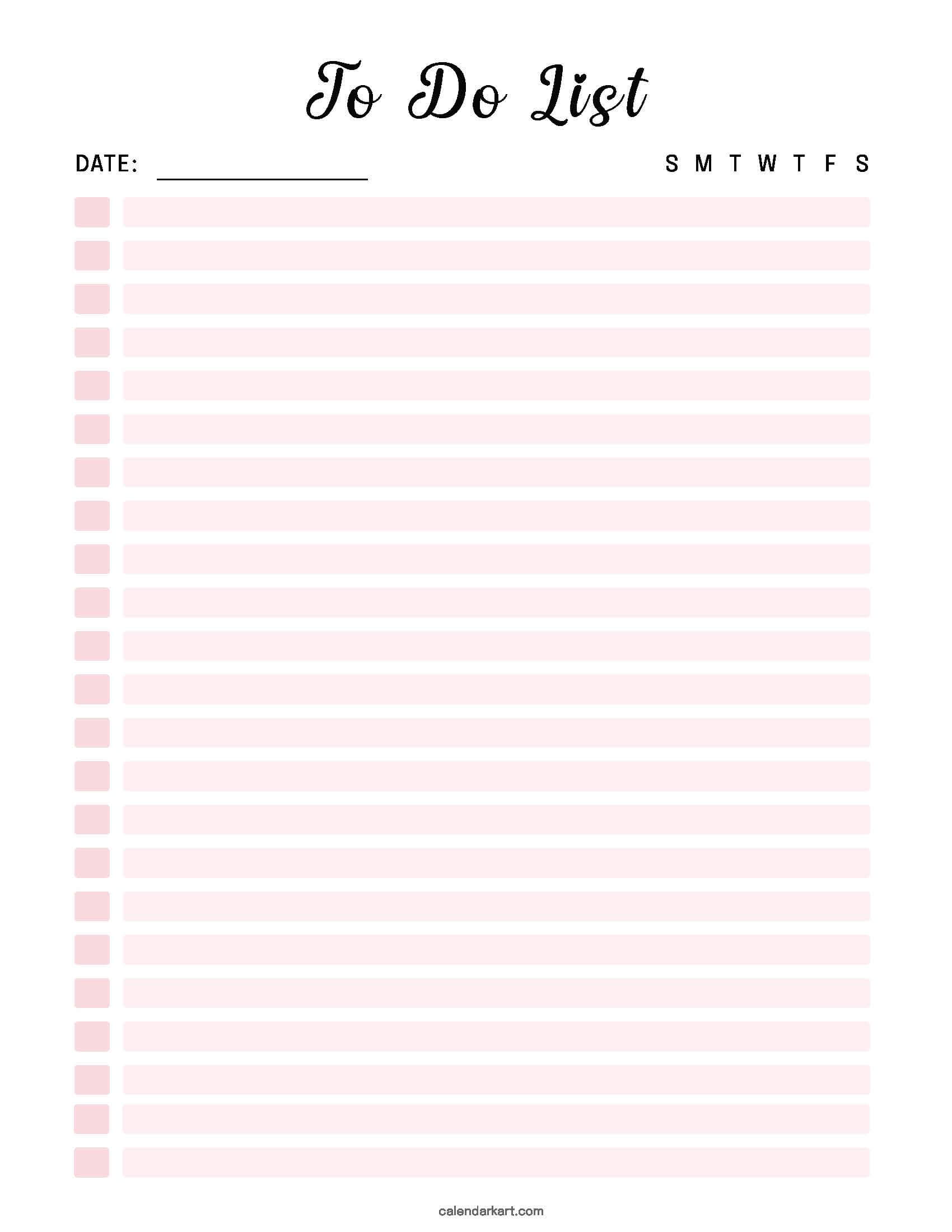 To Do List Boxed Colored Printable