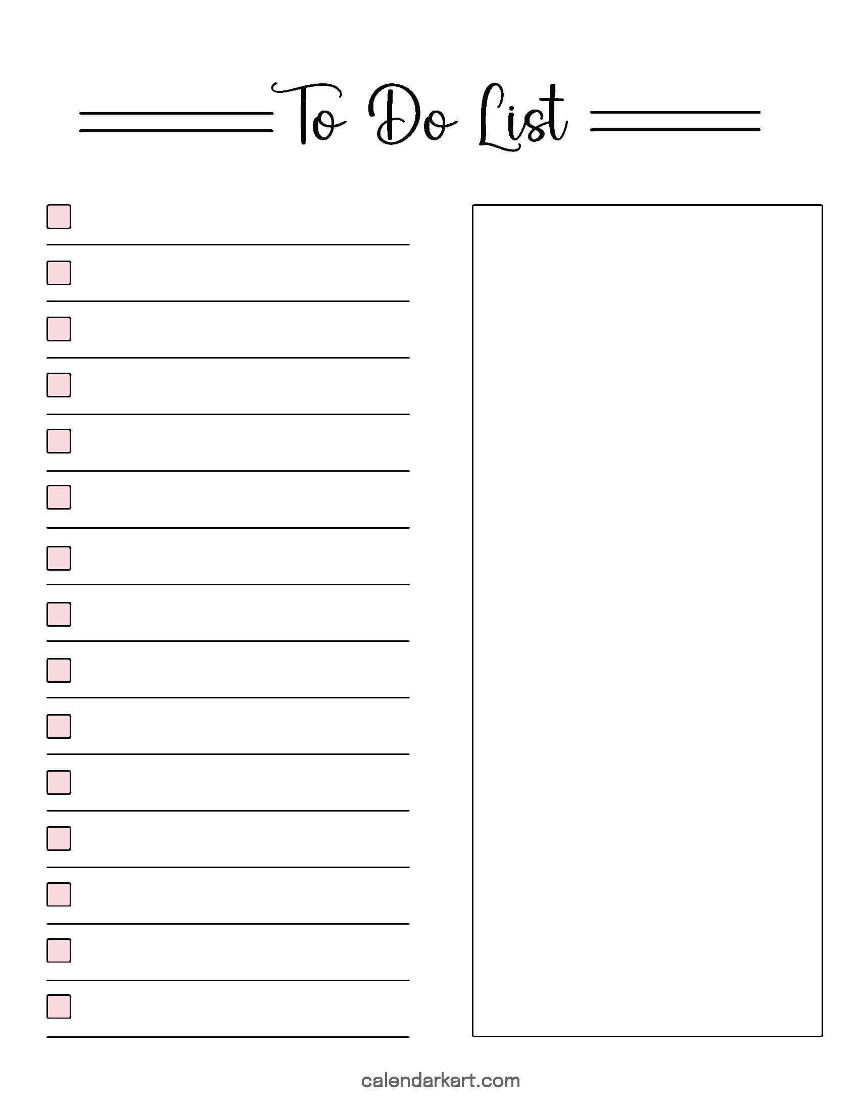 To Do List with Notes Colored