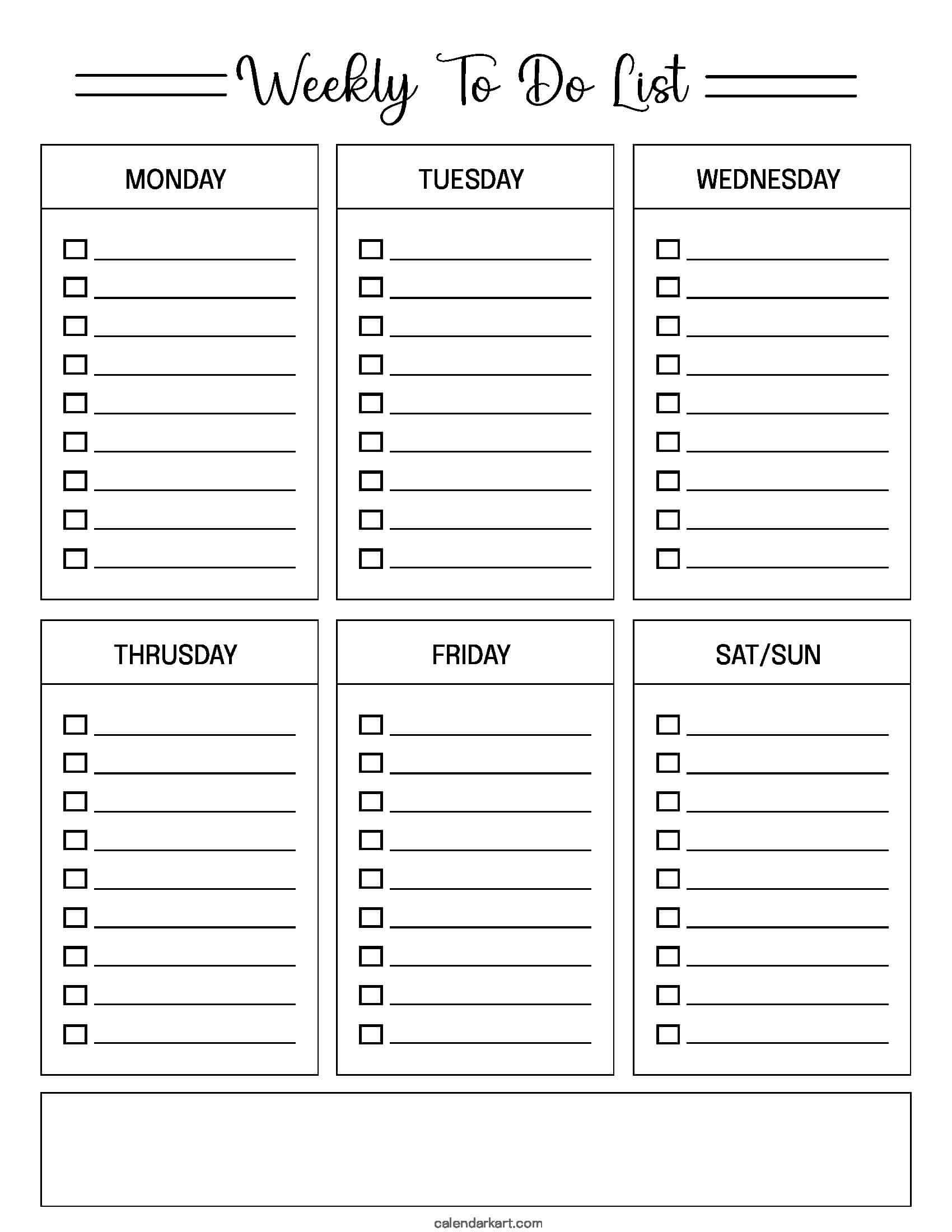 Weekly To Do List 3 Columns