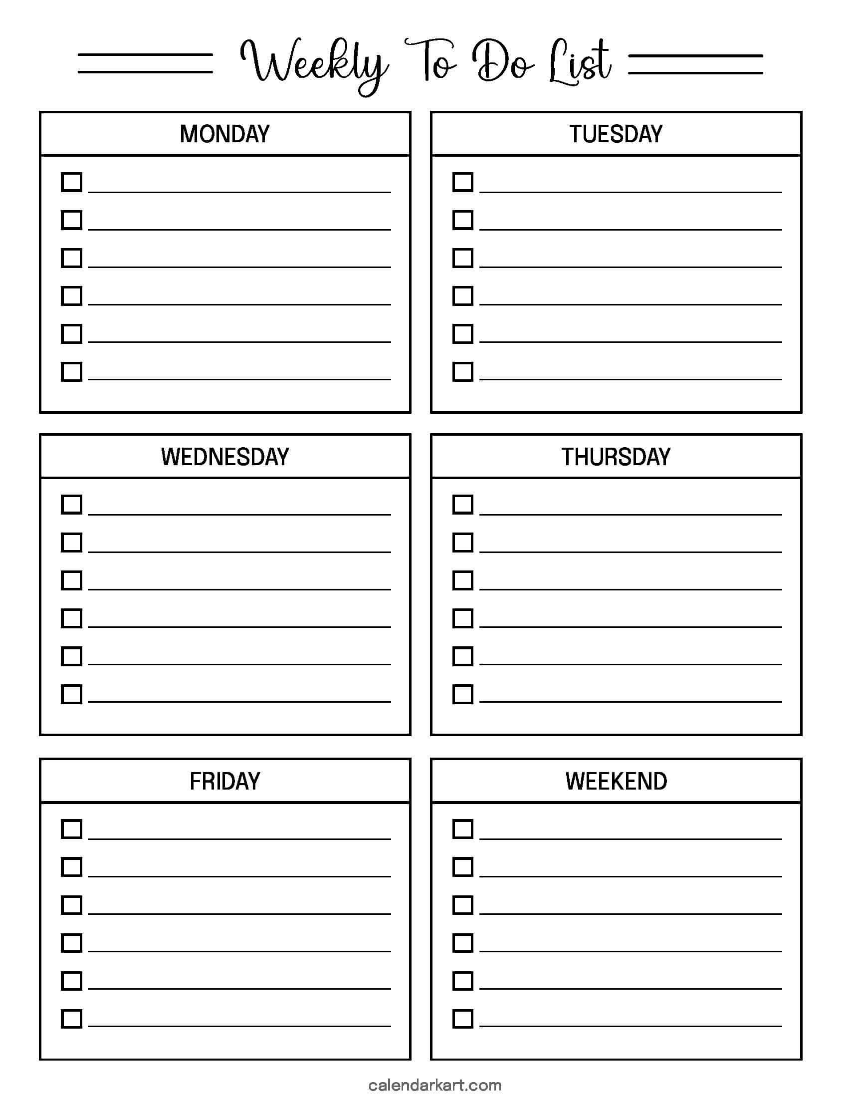 Weekly To Do List