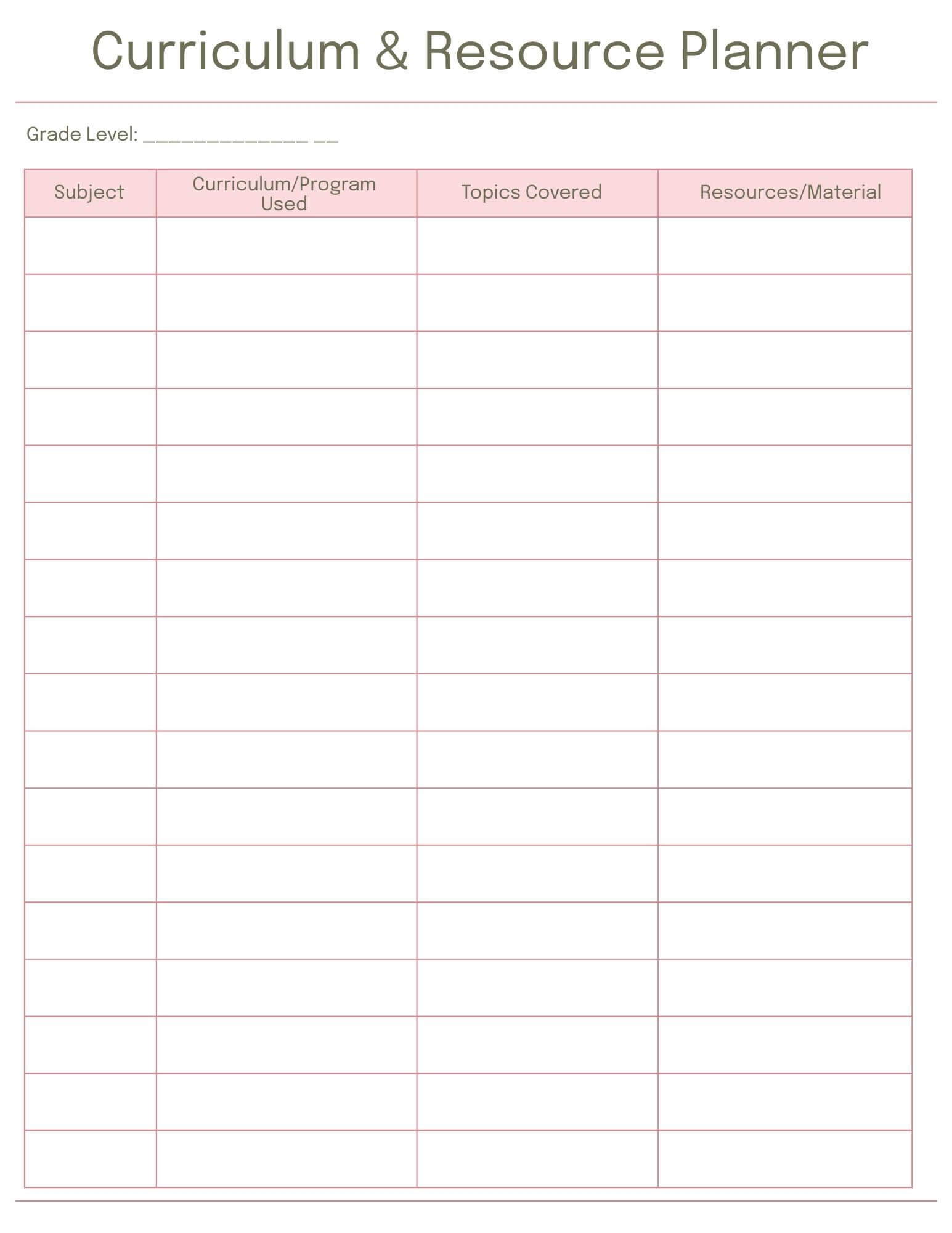 Curriculum Planner Version 1