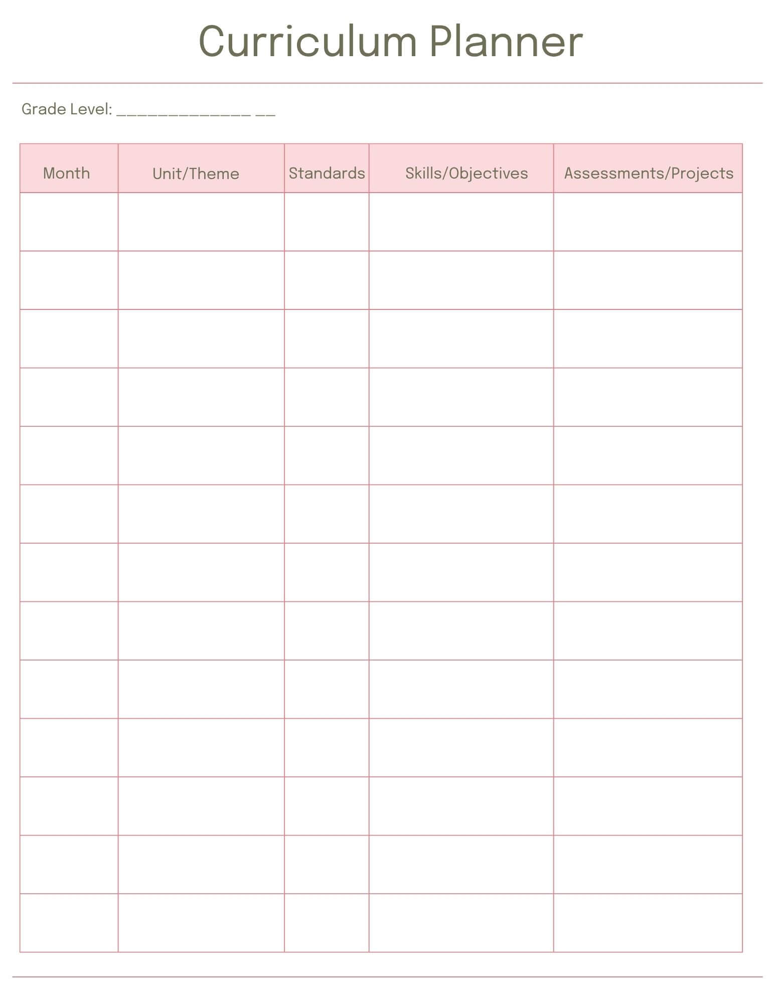 Curriculum Planner Version 2