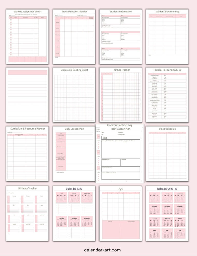 Teacher Planner – Free Printable Planner Templates