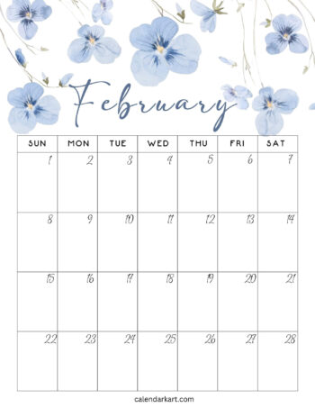 February 2026 Calendar Floral 7