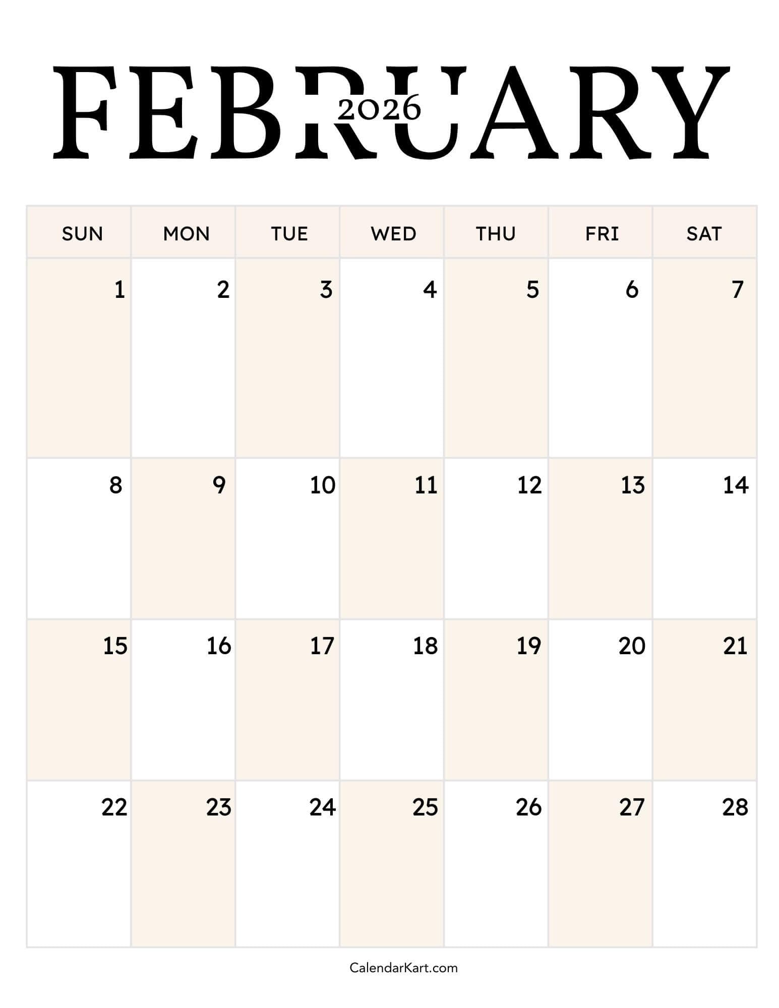 February 2026 Calendar Printable 2