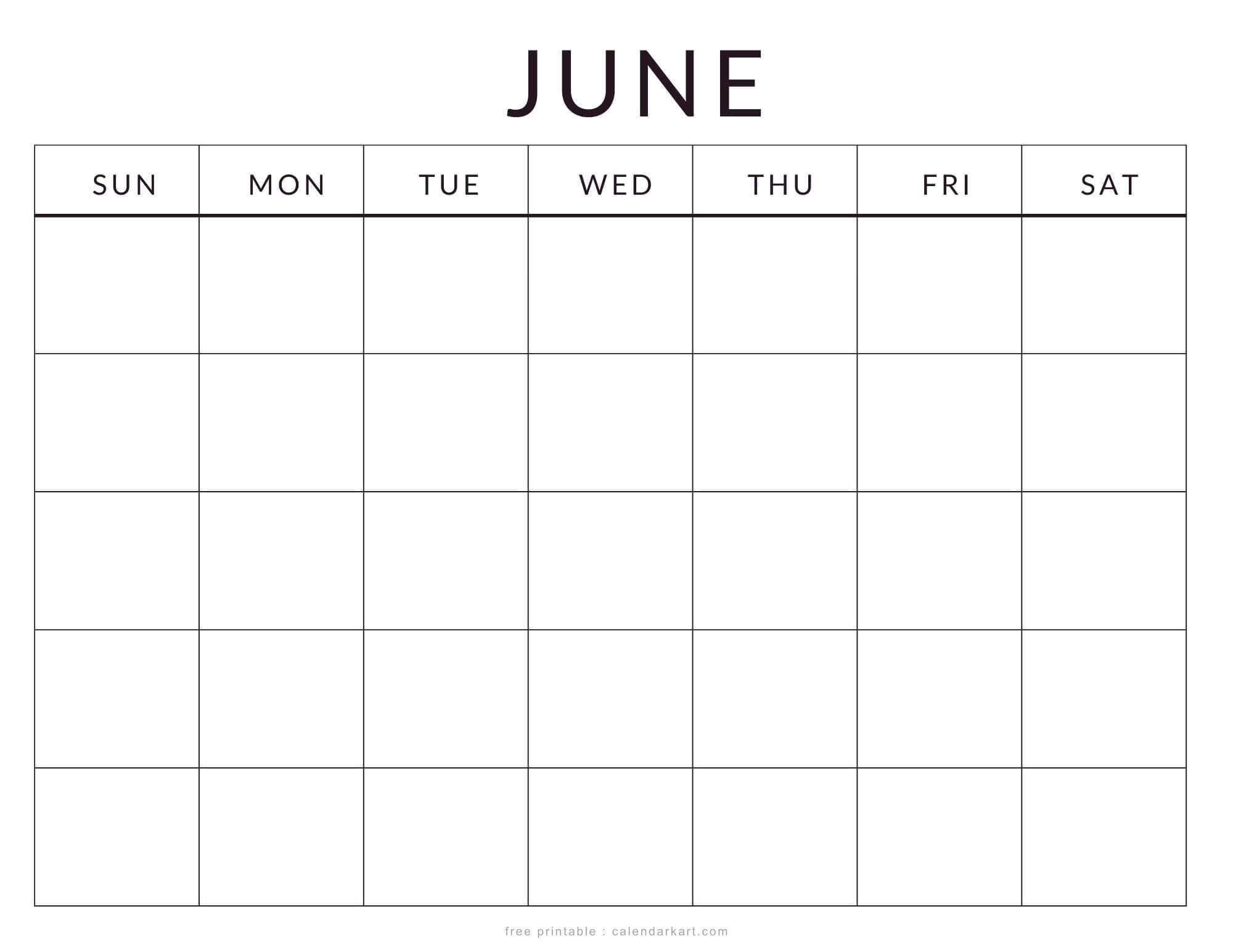 June 2026 Blank Calendar