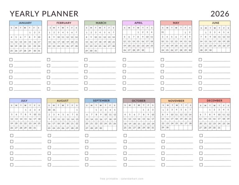 Printable 2026 Calendar Collection | PDF Yearly & Planner