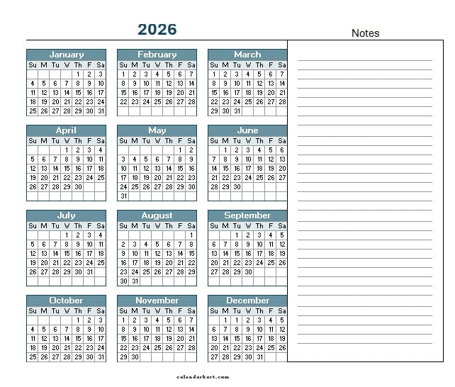 2026 Calendar Excel (.xlsx)