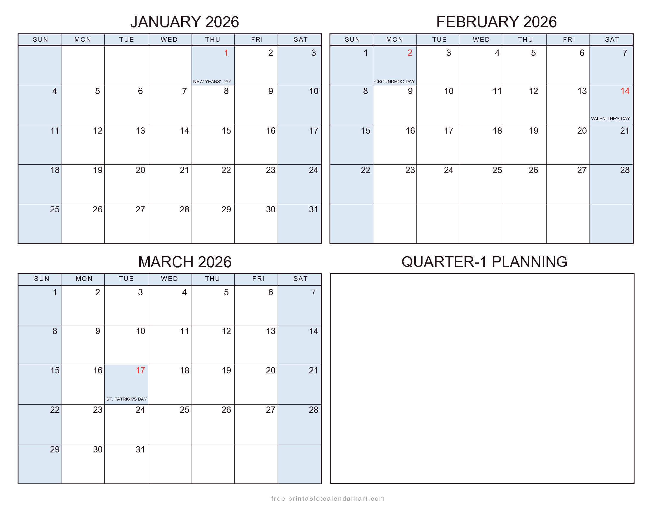 Free 2026 Canada Holiday Calendars & Planning Sheets - CalendarKart