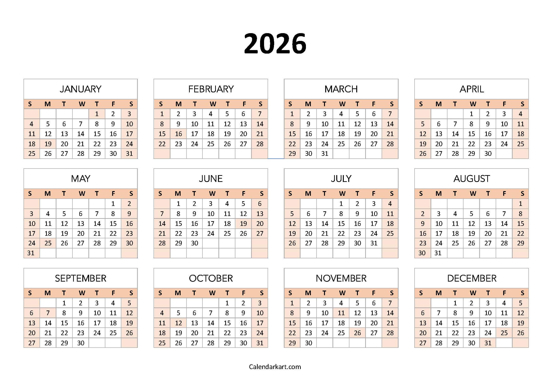 2026 Word Calendar Year