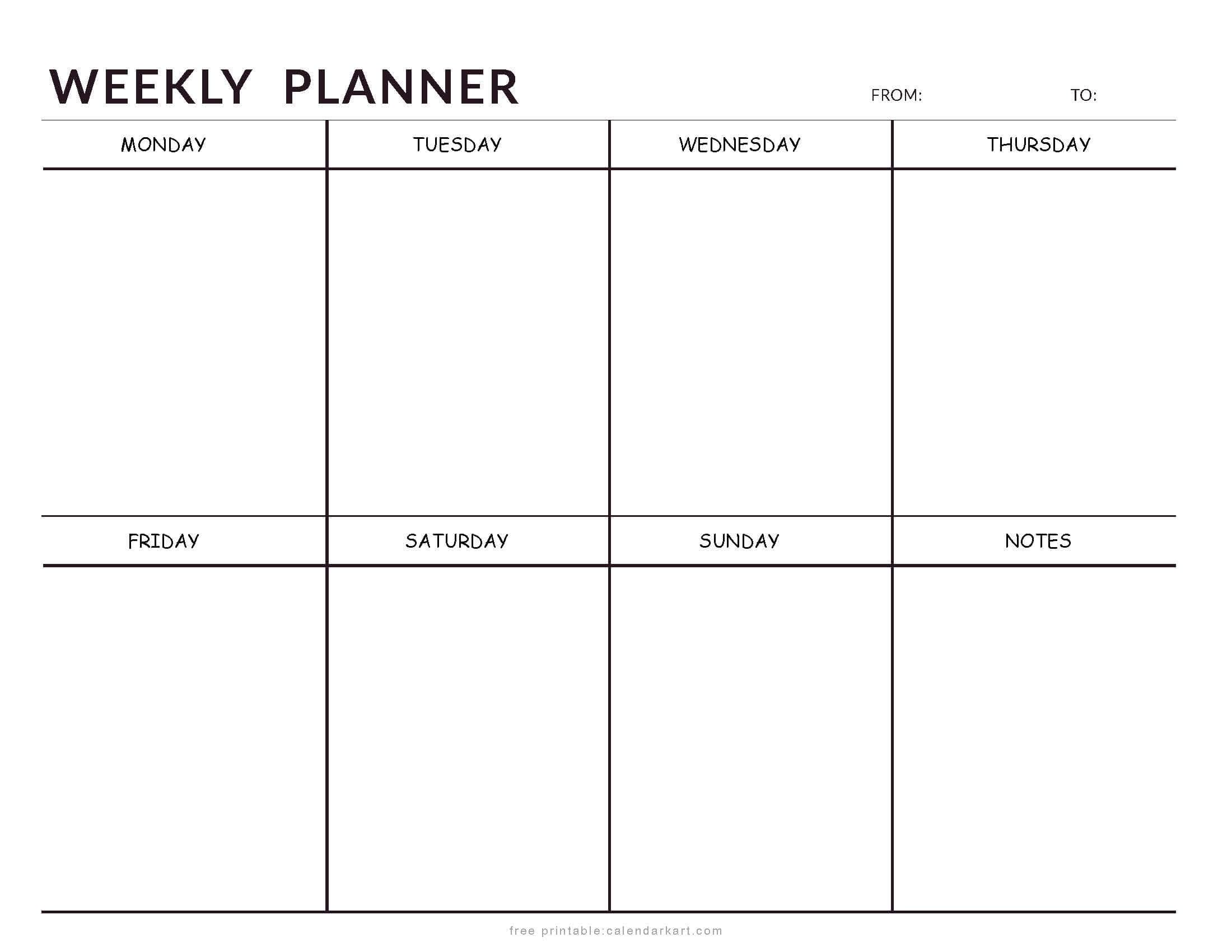 Compact Weekly Planner Monday Start