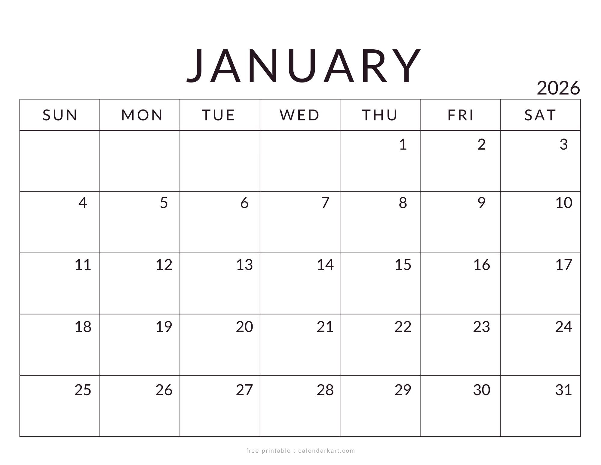 Editable Monthly PDF Calendars 2026