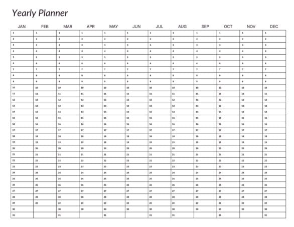 Editable Yearly Planner