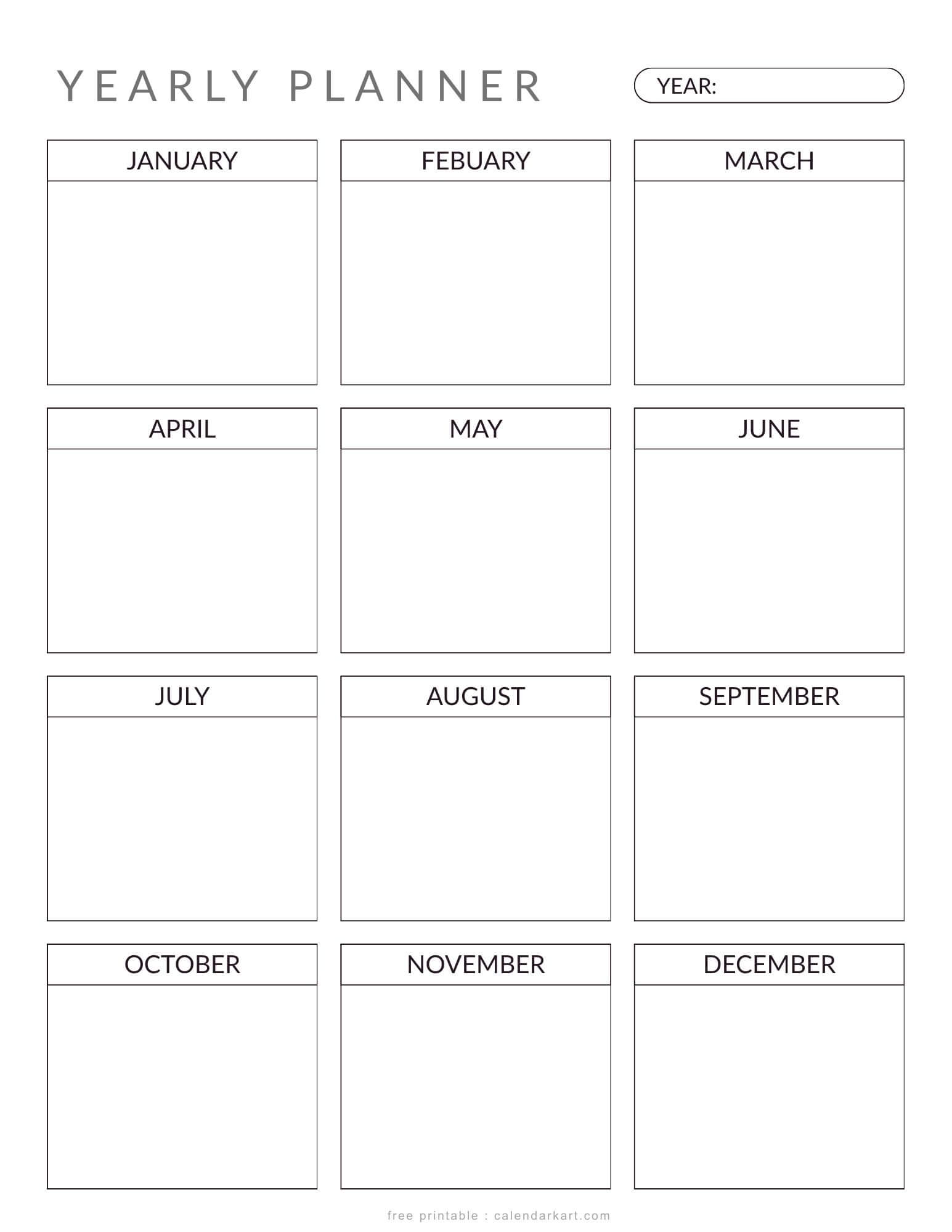 Editable Yearly Planner Box Style