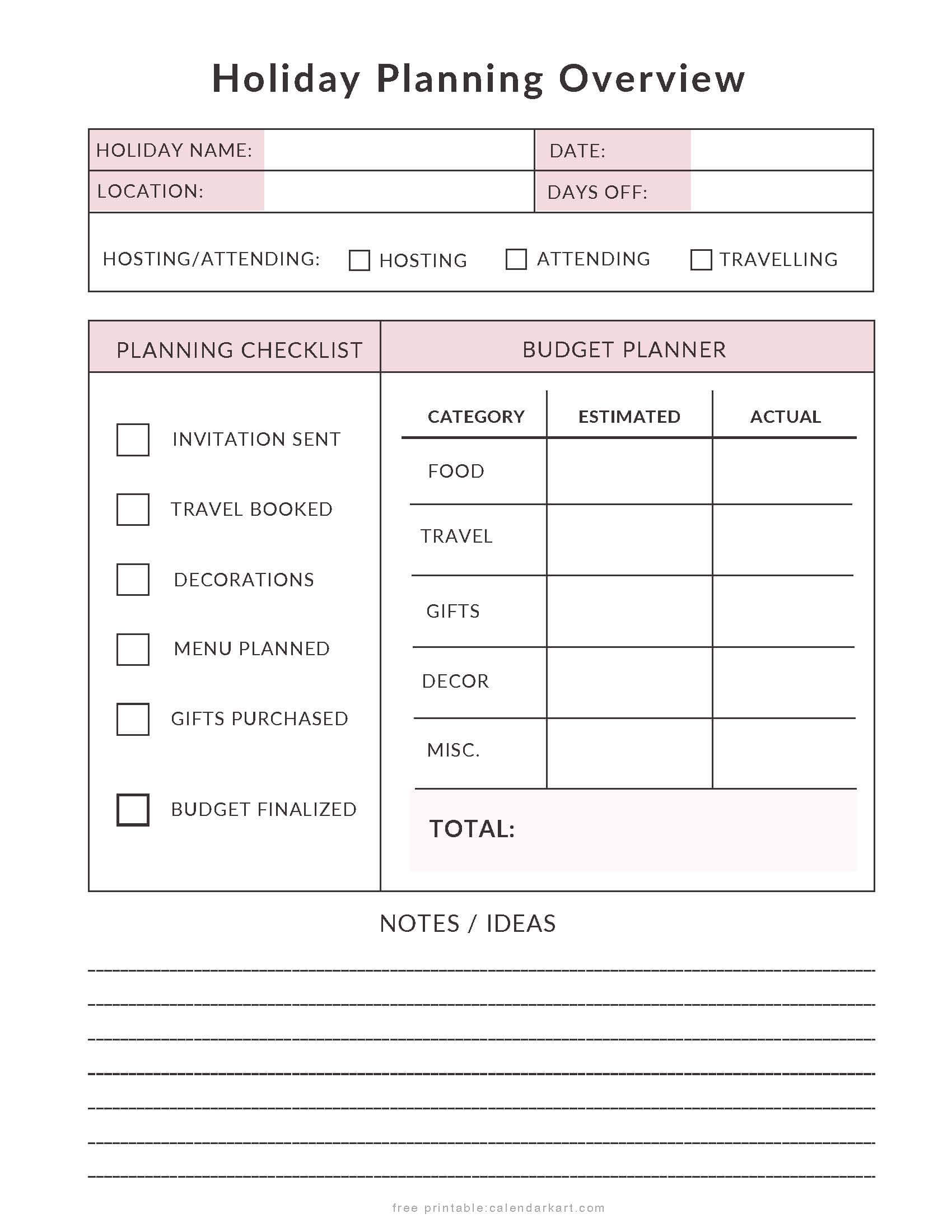 Holiday Planning Overview