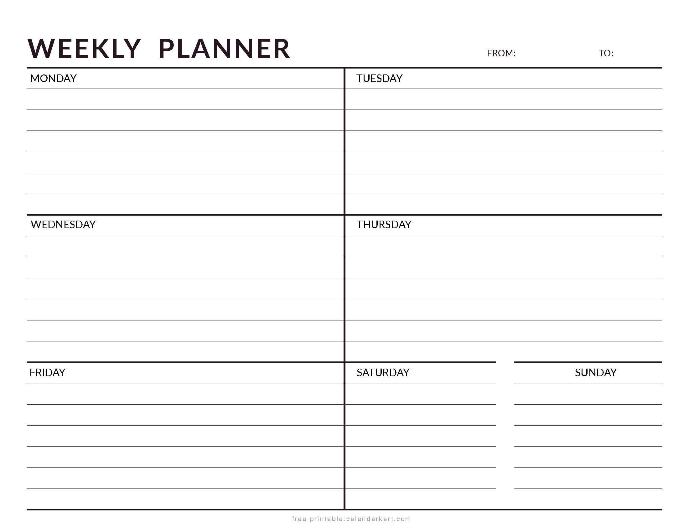Lined Weekly Planner with Notes