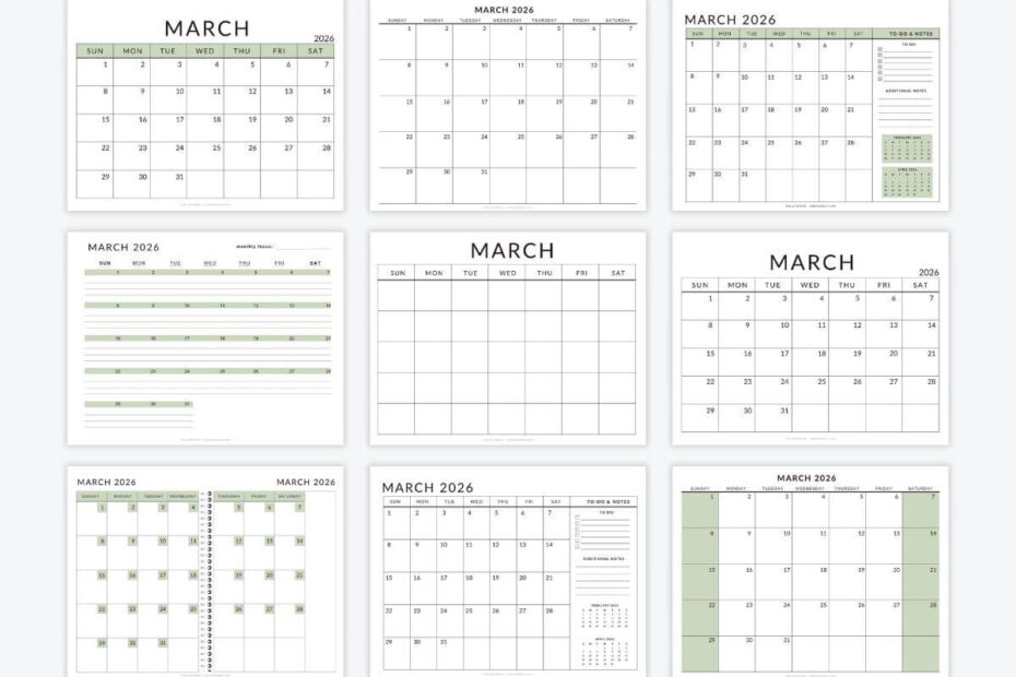 March 2026 Calendars Free Printable