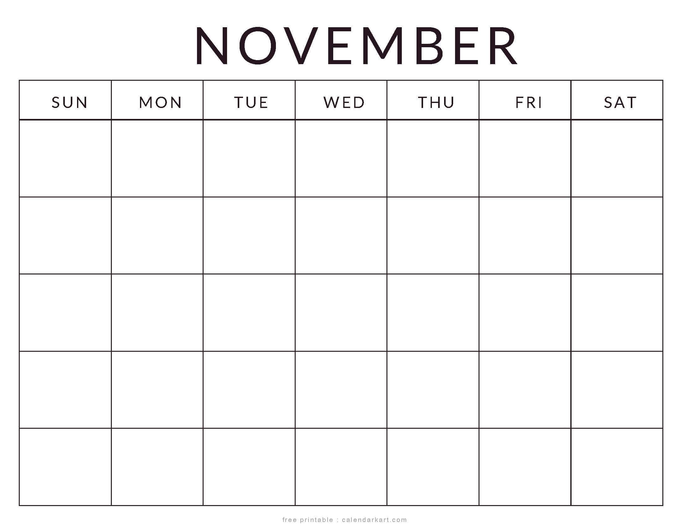 Printable November Calendar Blank