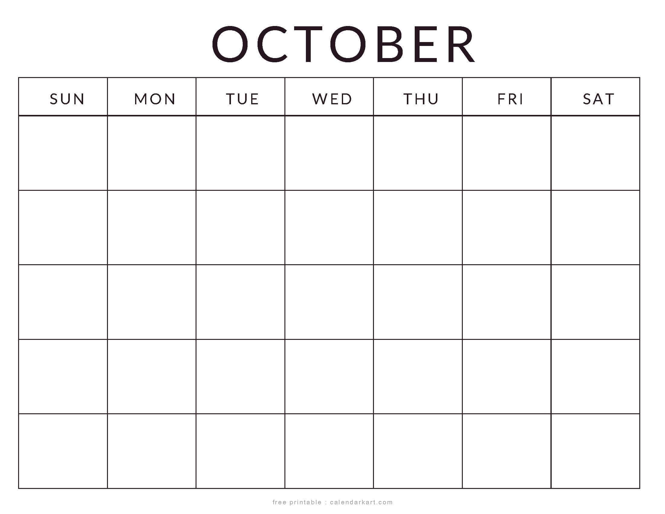 Printable October Calendar Blank