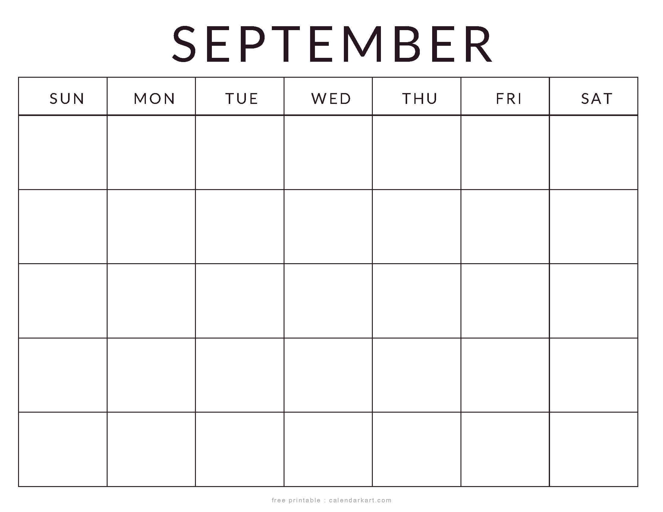 Printable September Calendar Blank