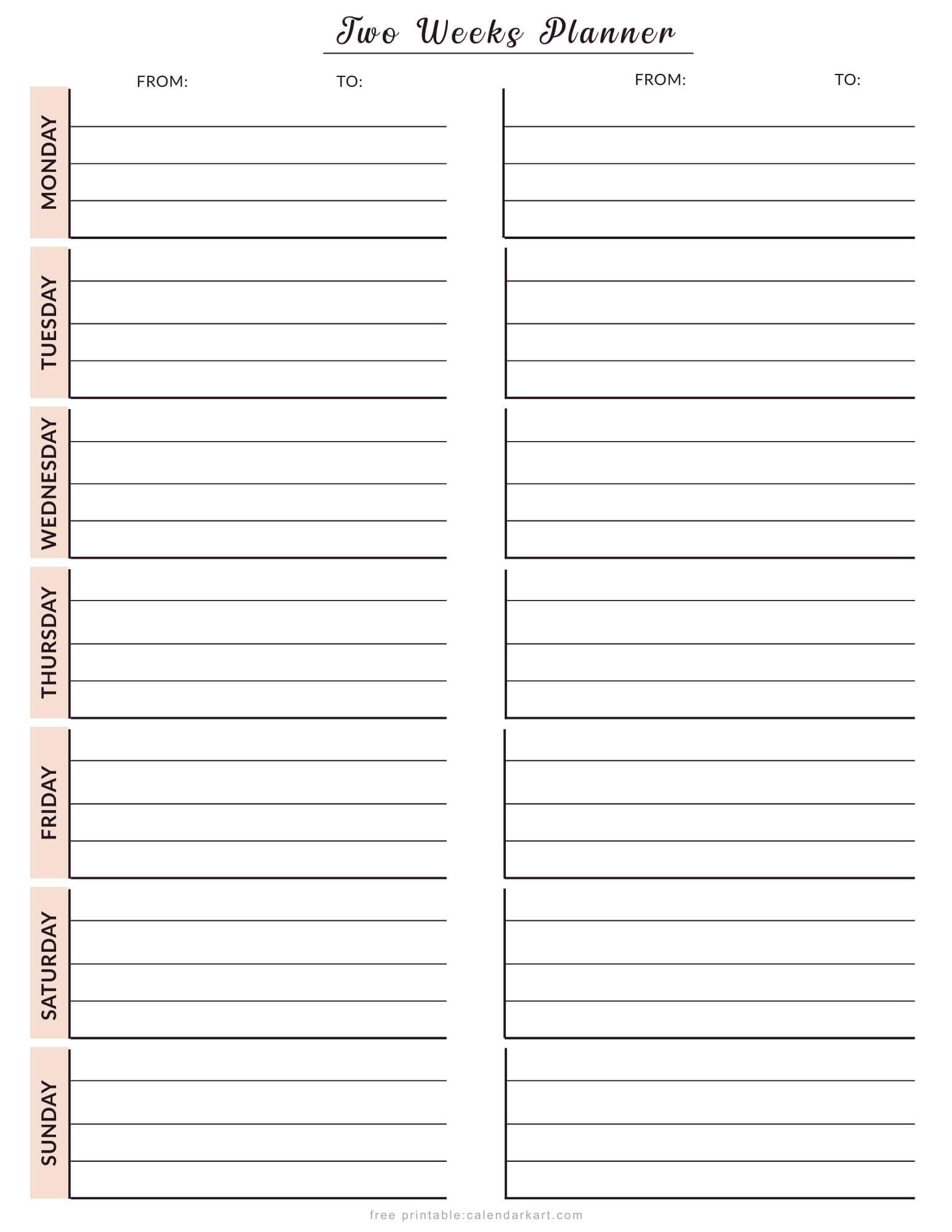 Two-Week Overview Planner