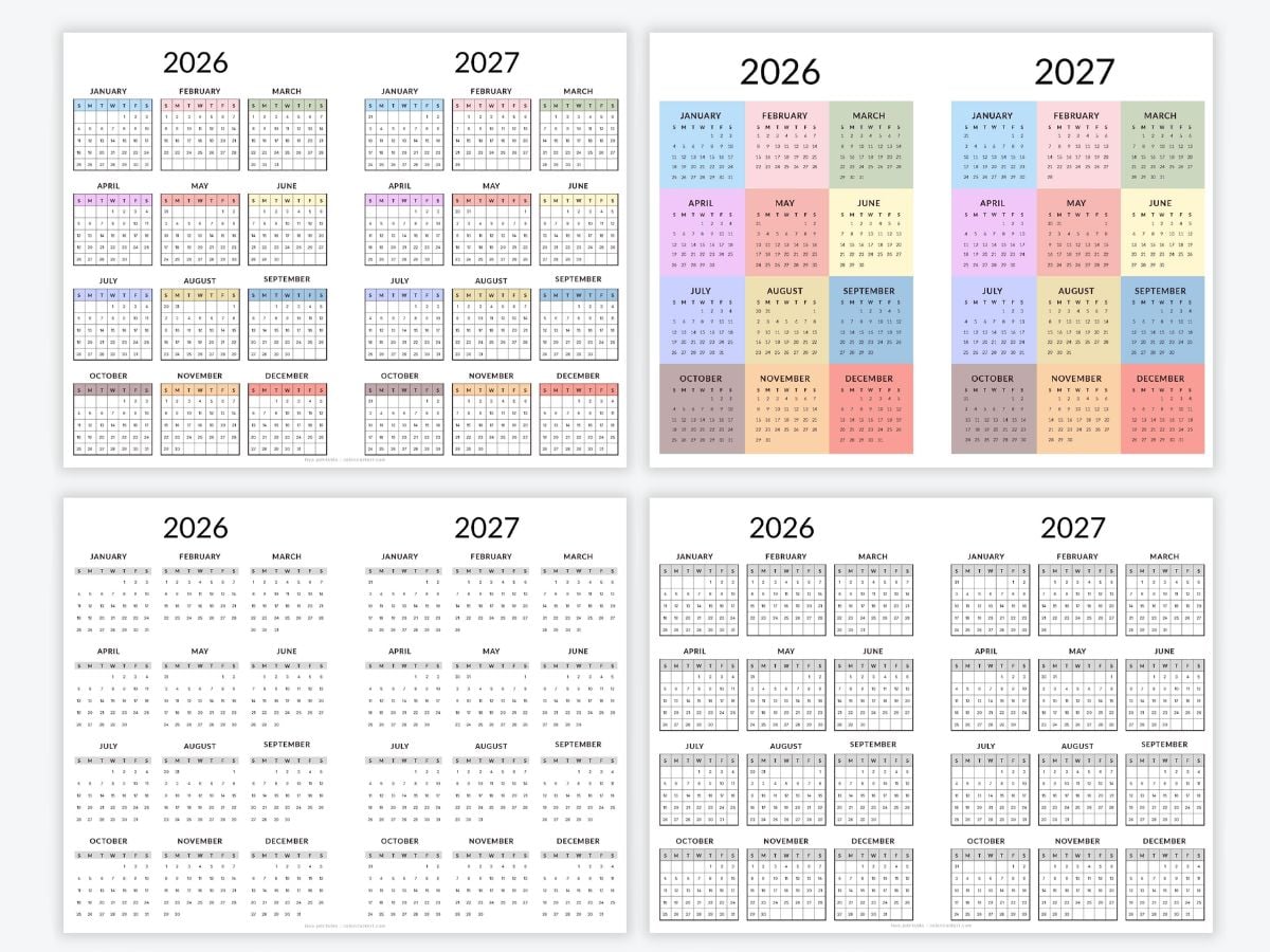 2026-27 Calendar Collection – Printable PDFs