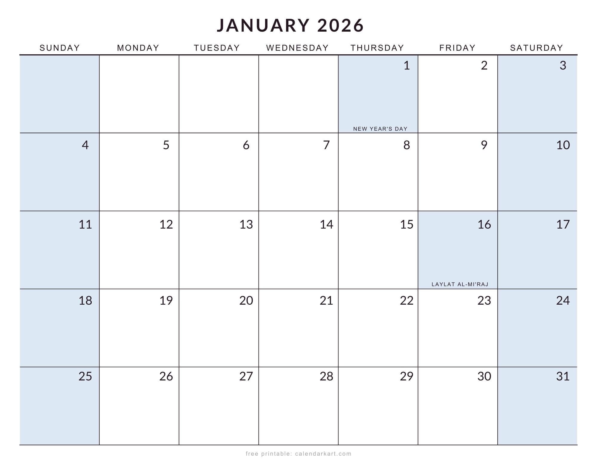 2026 Monthly Calendar with Holidays Indonesia Soft Pastel Landscape