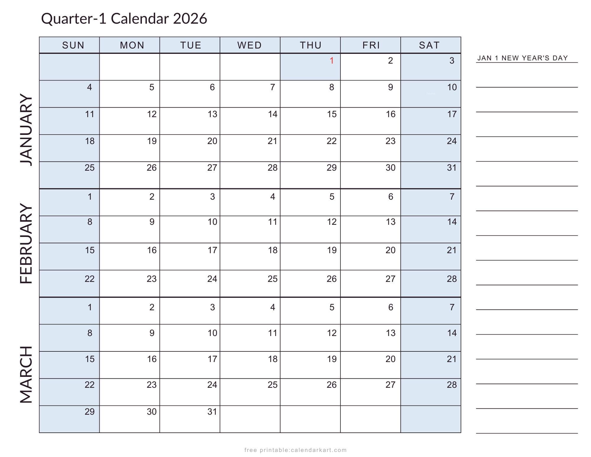 2026 Quarterly Calendars with Holidays Planner UK Soft Pastel