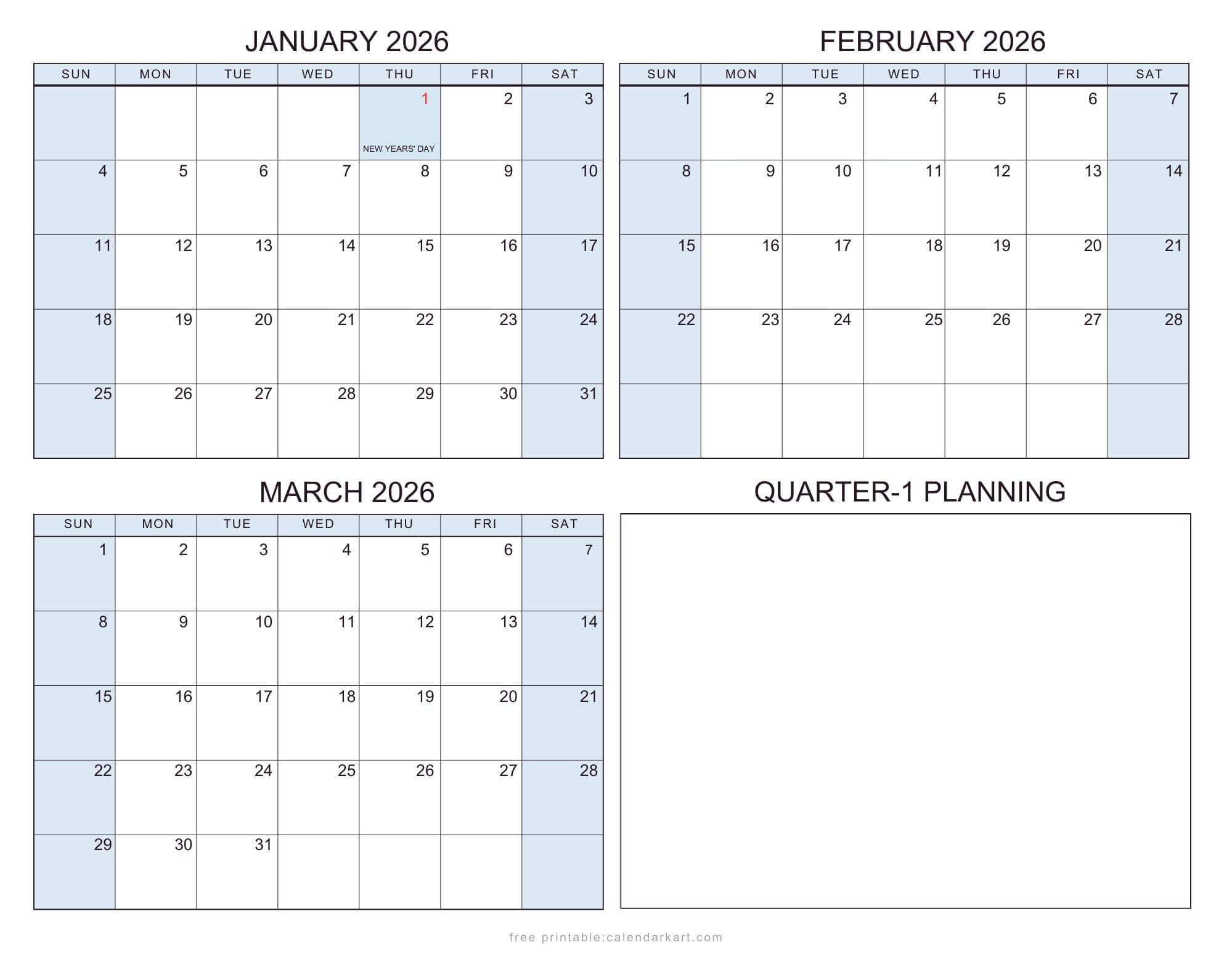 2026 Quarterly Calendars with Holidays UK Soft Pastel