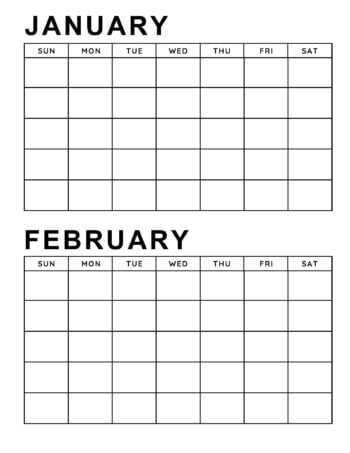 Blank Calendar Bi-Monthly 1