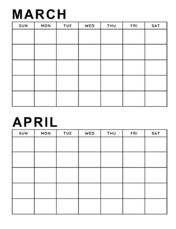 Blank Calendar Bi-Monthly 2