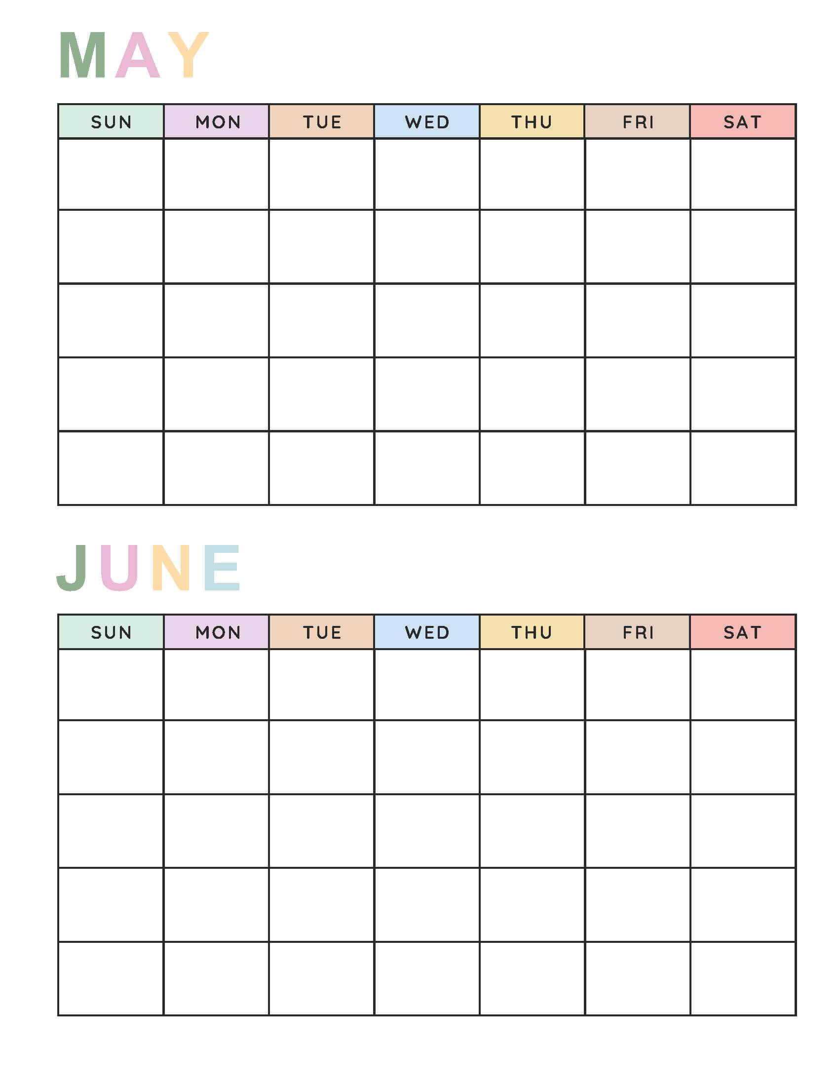 Blank Calendar Bi-Monthly 3 Soft Pastel