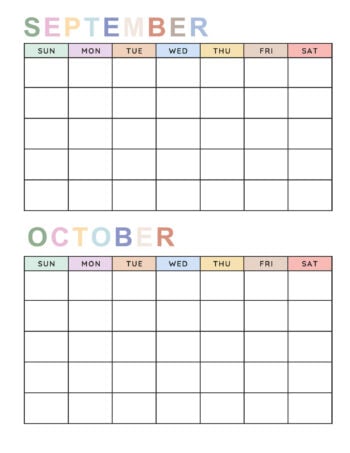 Blank Calendar Bi-Monthly 5 Soft Pastel