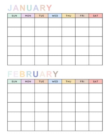 Blank Calendar Bi-Monthly 6 Soft Pastel1