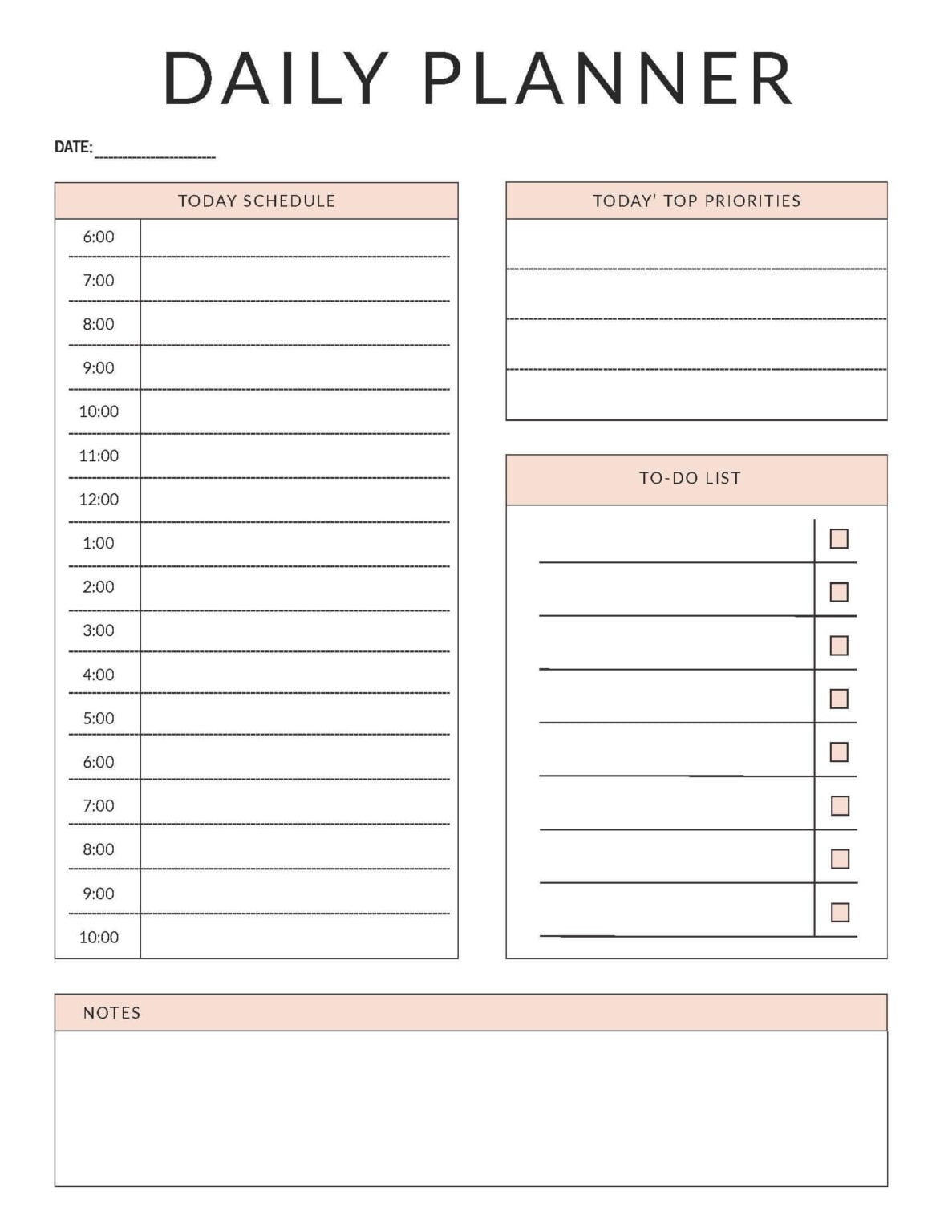 Printable Daily Planner Template | Calendarkart