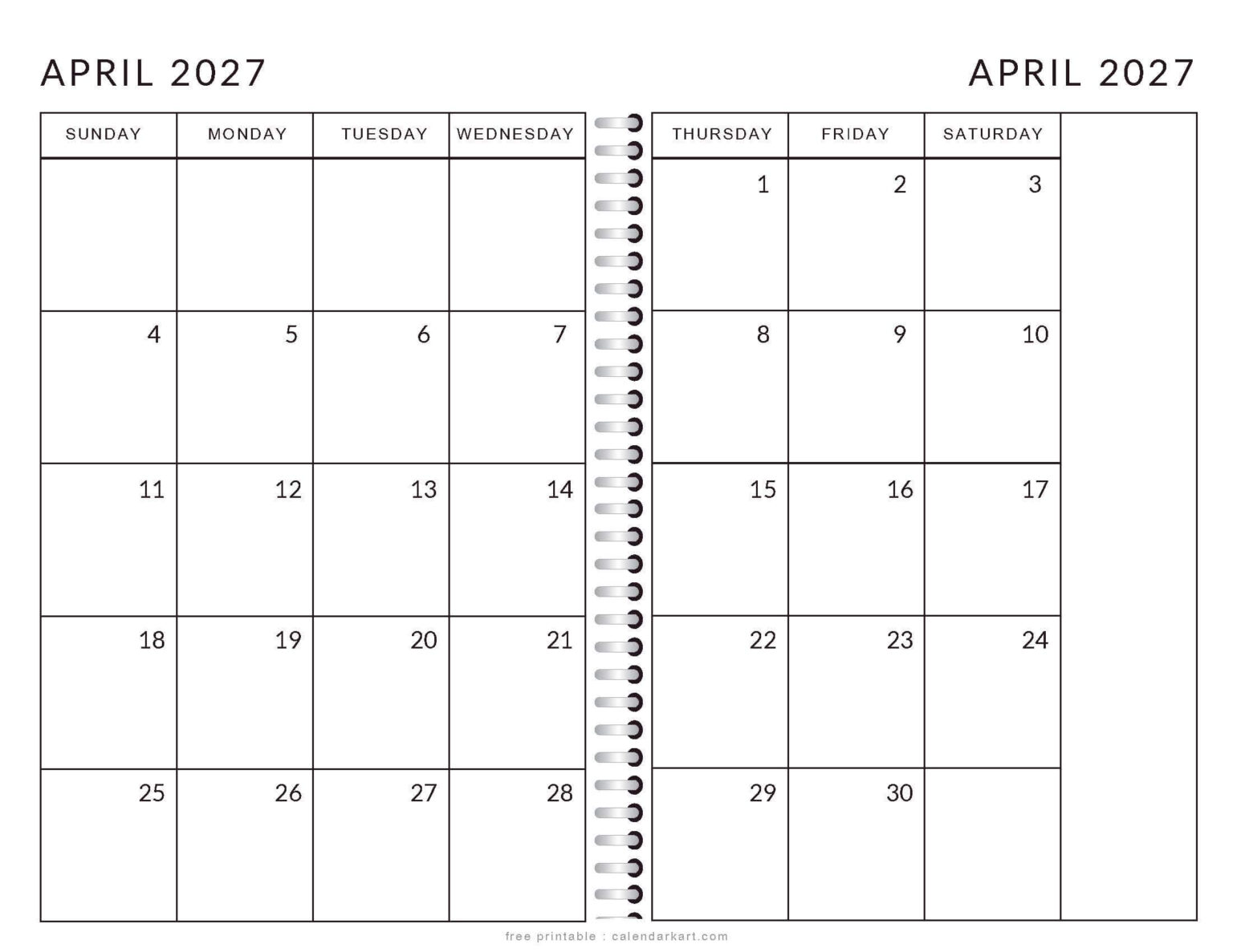 April 2027 Calendar Templates - Free Printable PDFs - CalendarKart