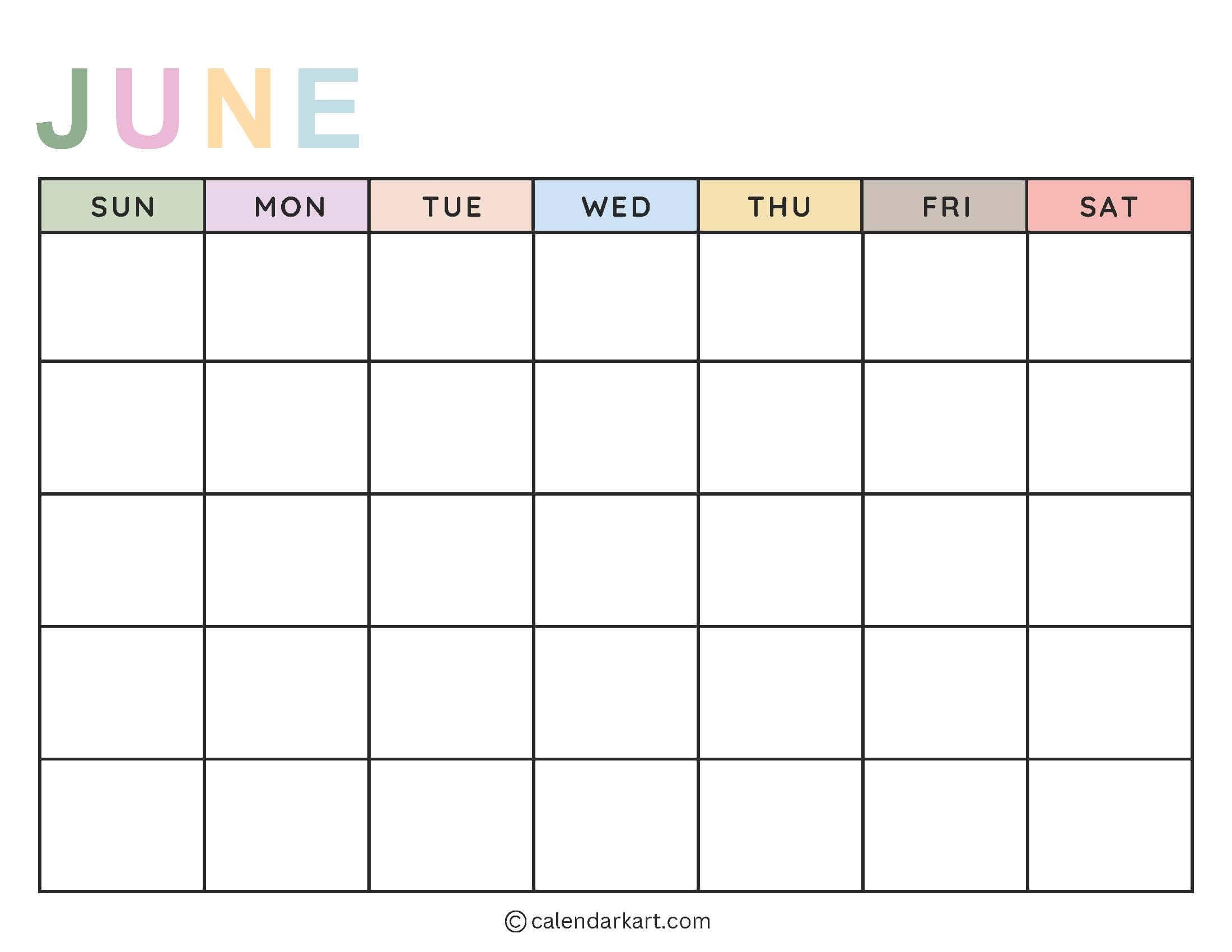 Printable Blank Calendar Soft Pastel 7