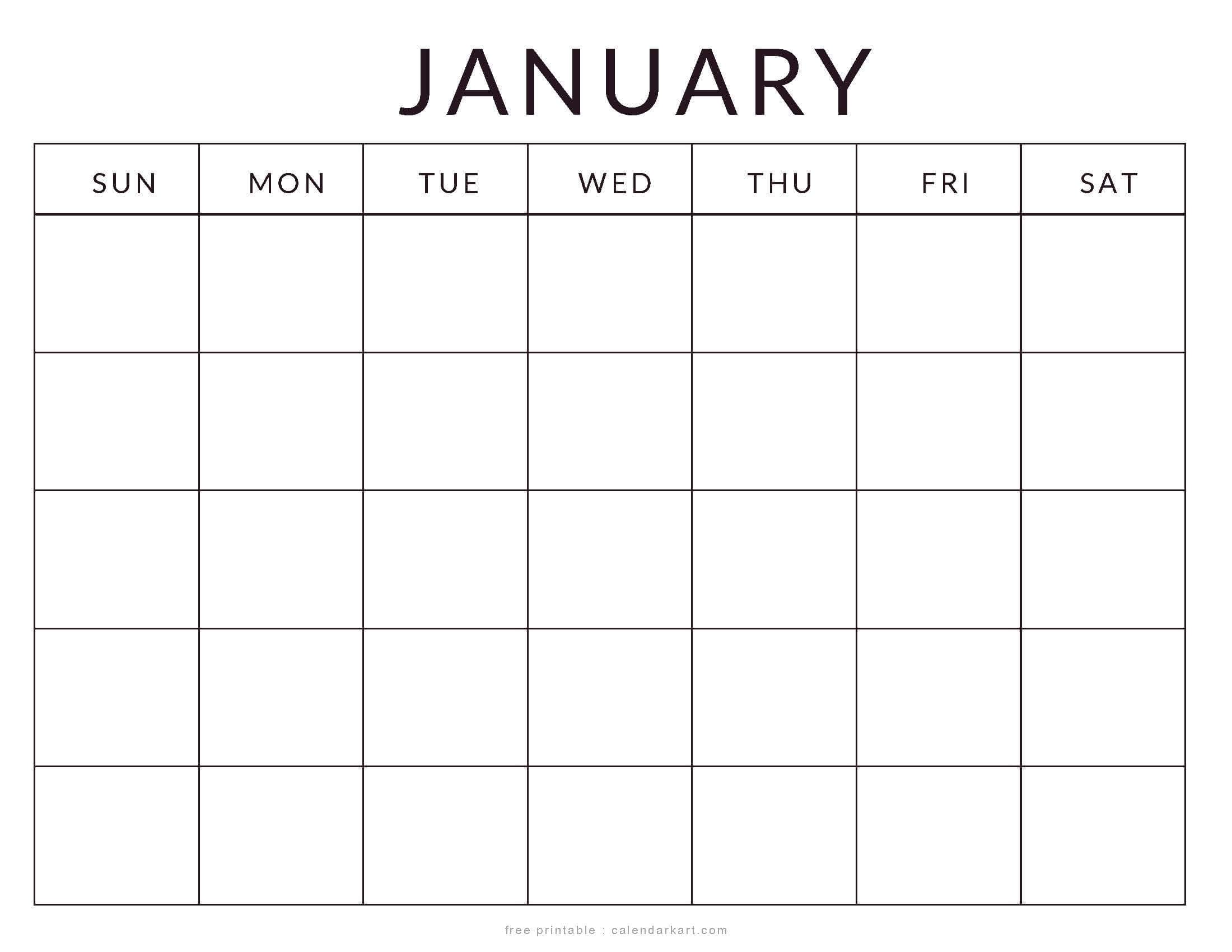 Printable January Calendar Blank